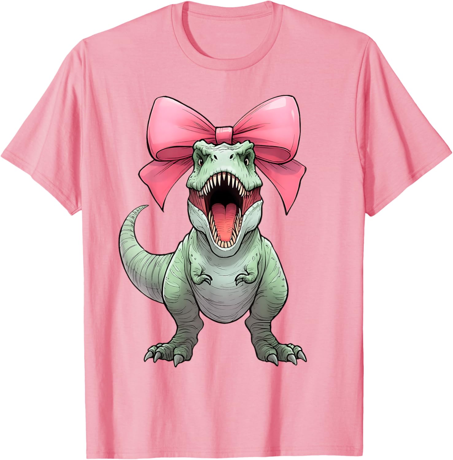 Cute Coquette Bow T-Rex Mom T-Shirt for Dinosaur Lovers - Fun & Stylish - 14