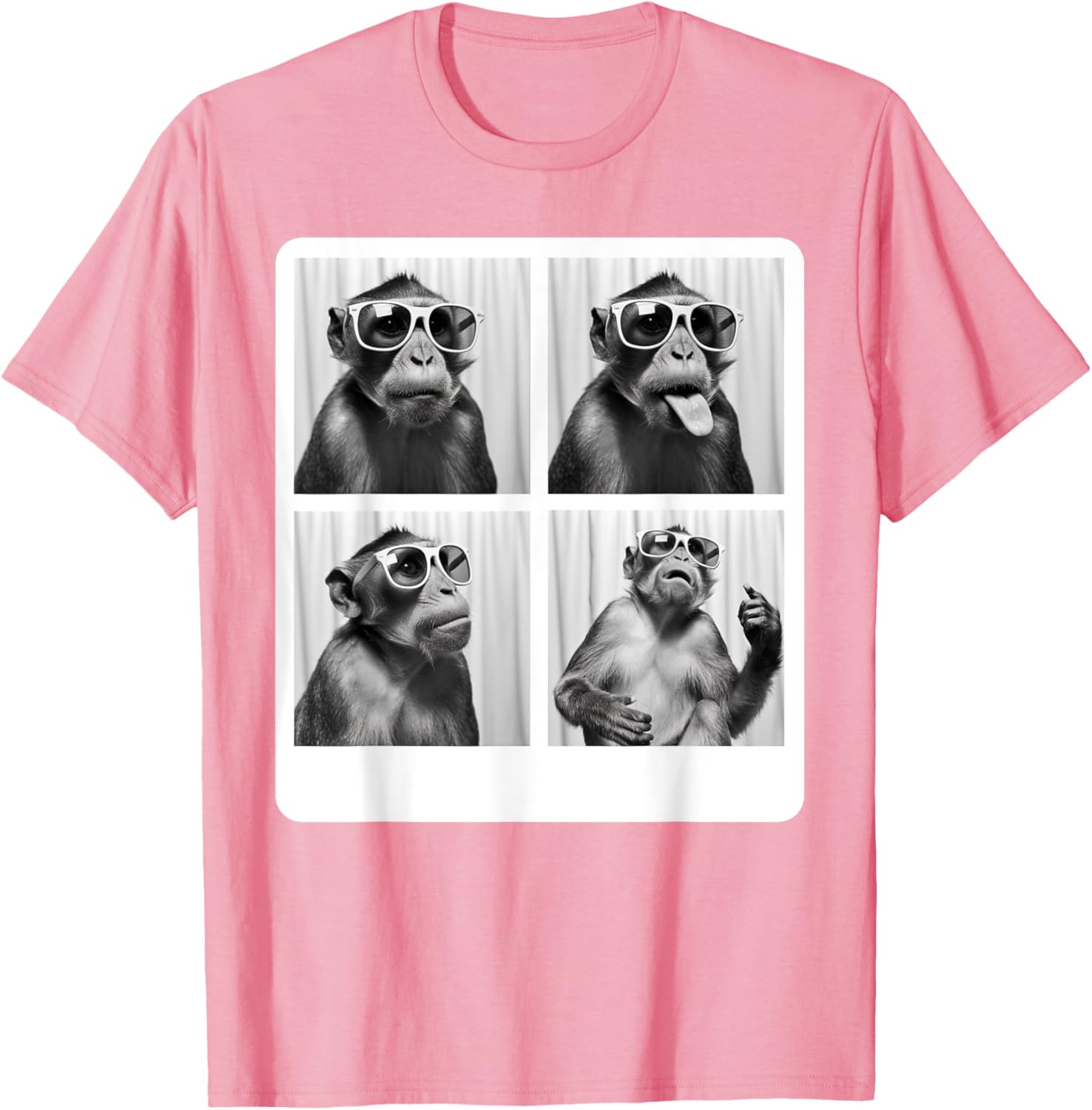 Funny Monkey Photo Booth T-Shirt with Sunglasses for Animal Lovers - 4