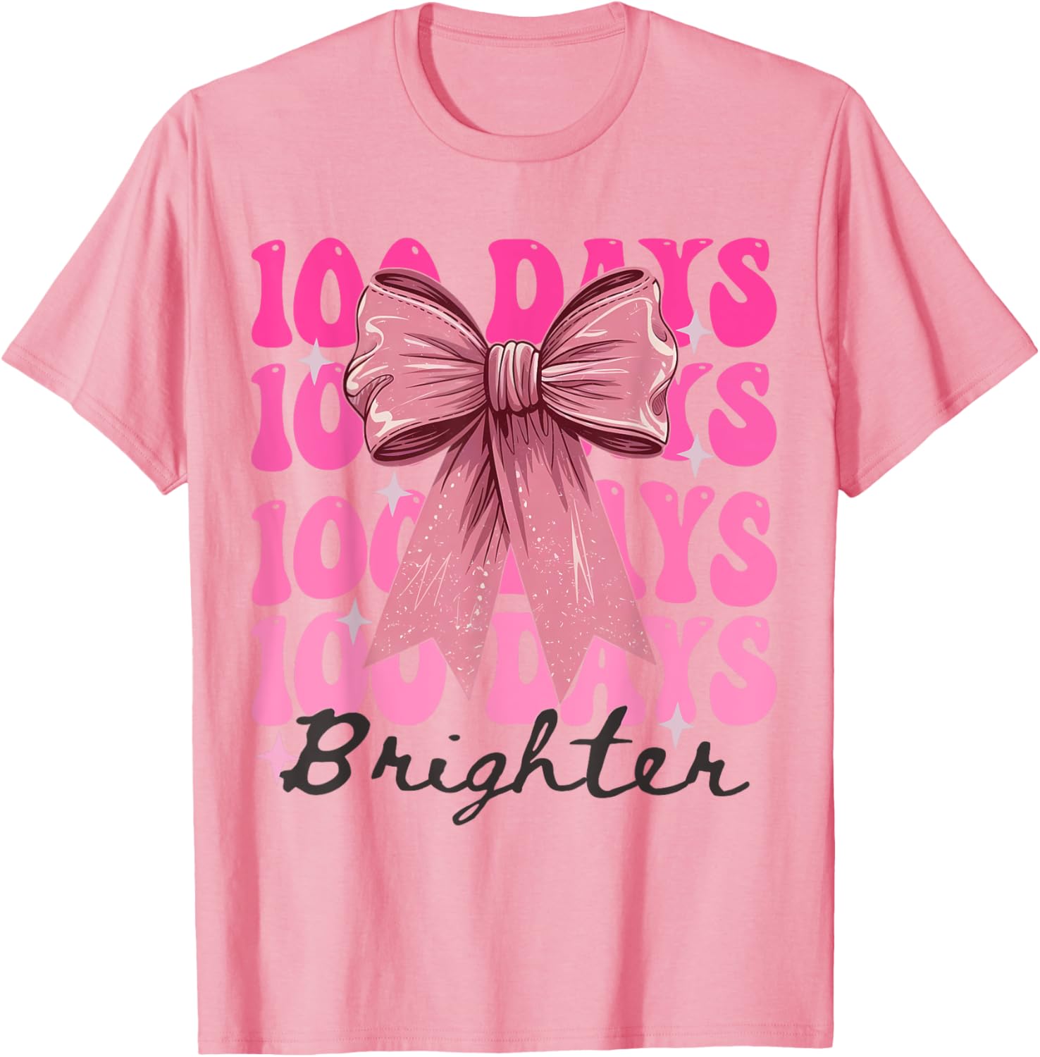 Cute 100 Days of School Girls Coquette Bow T-Shirt for Celebrations - 18