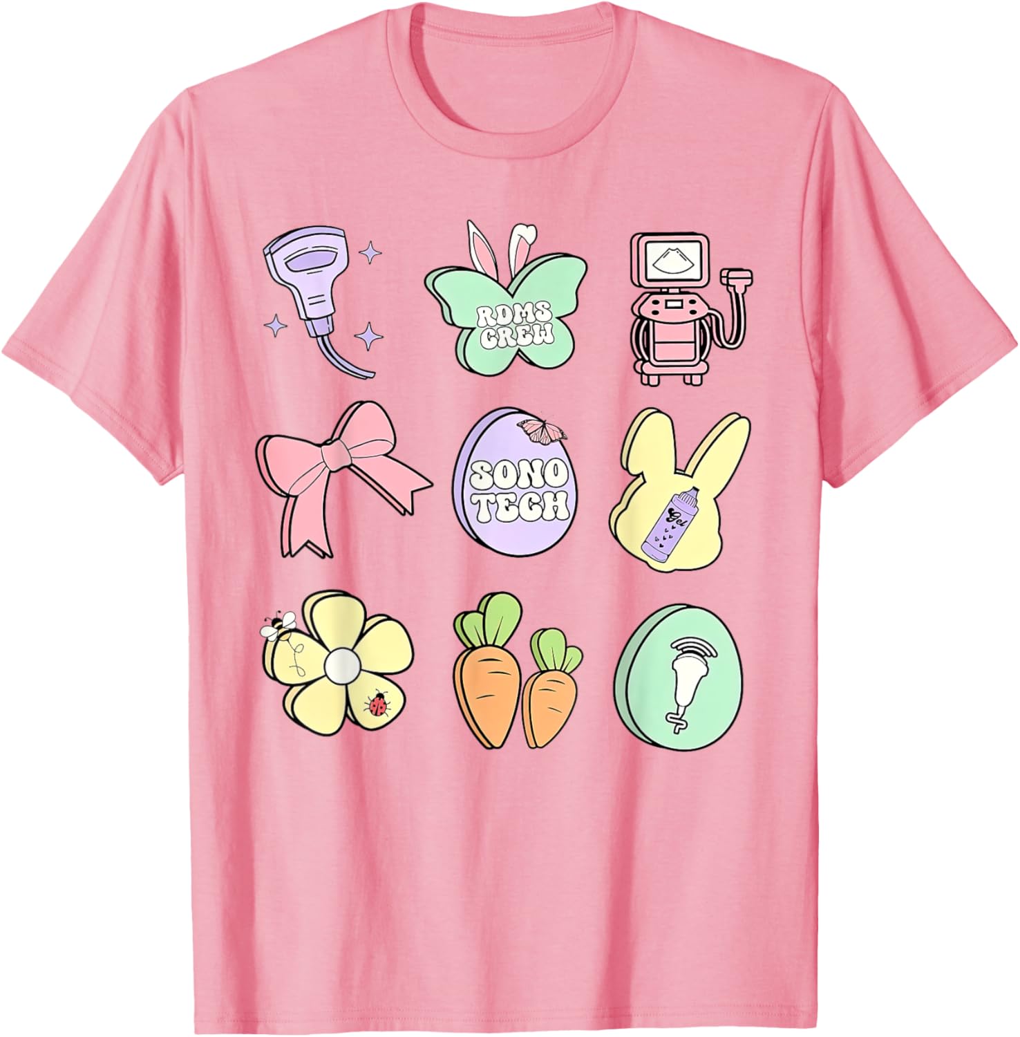 Coquette Bow Sono Tech Sonographer Easter T-Shirt for Ultrasound Lovers - 1