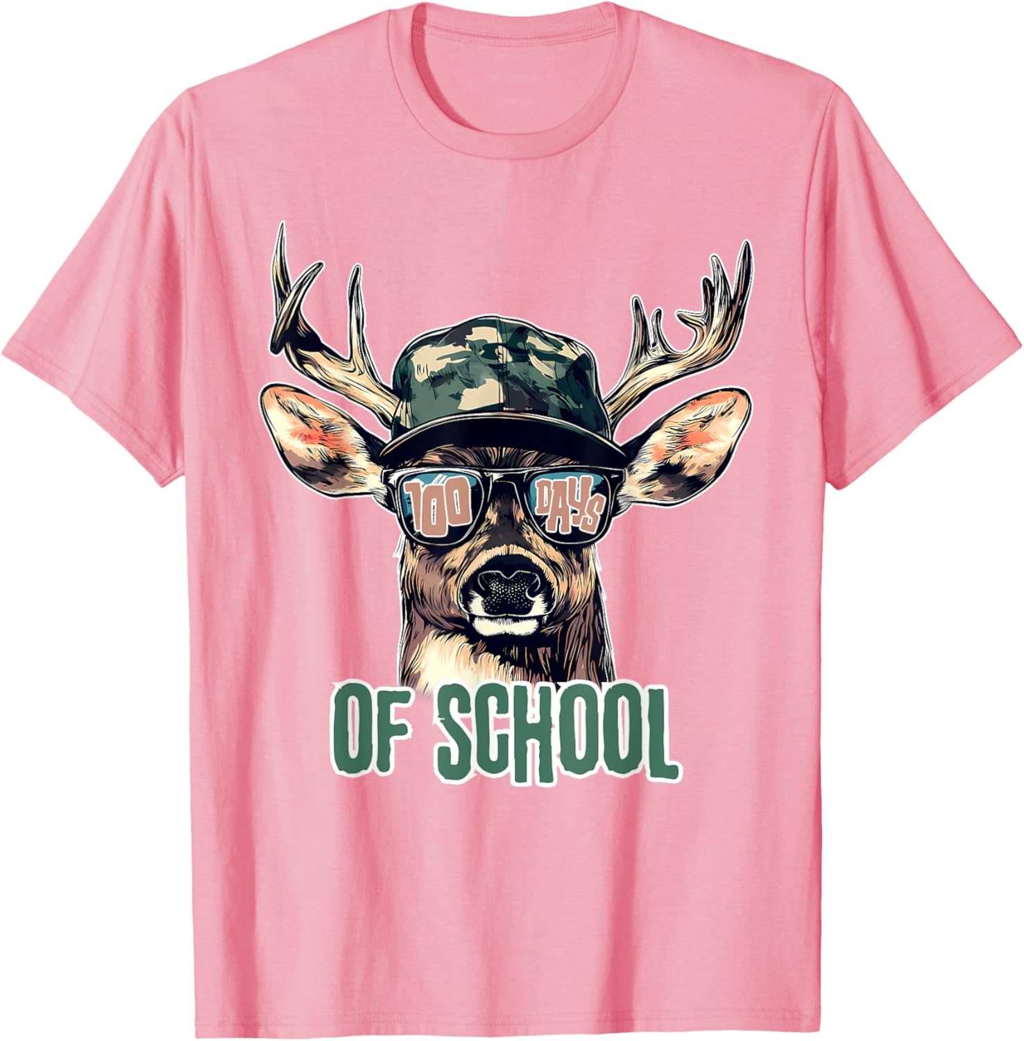 Bucked 100 Days of School Deer Hunting T-Shirt for Kids and Teens - 27