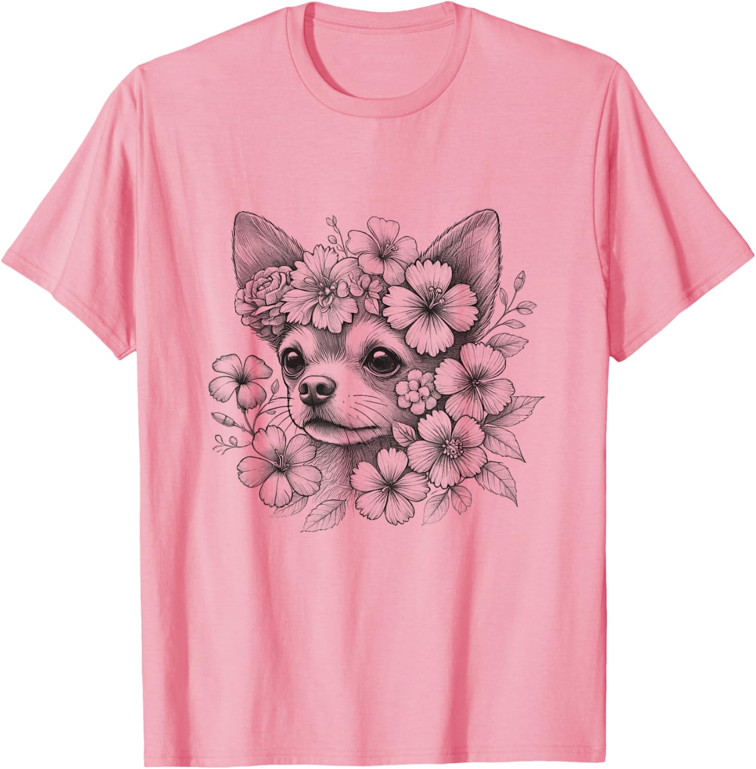 Floral Chihuahua T-Shirt for Girls and Women - Cute Dog Flower Design - 9