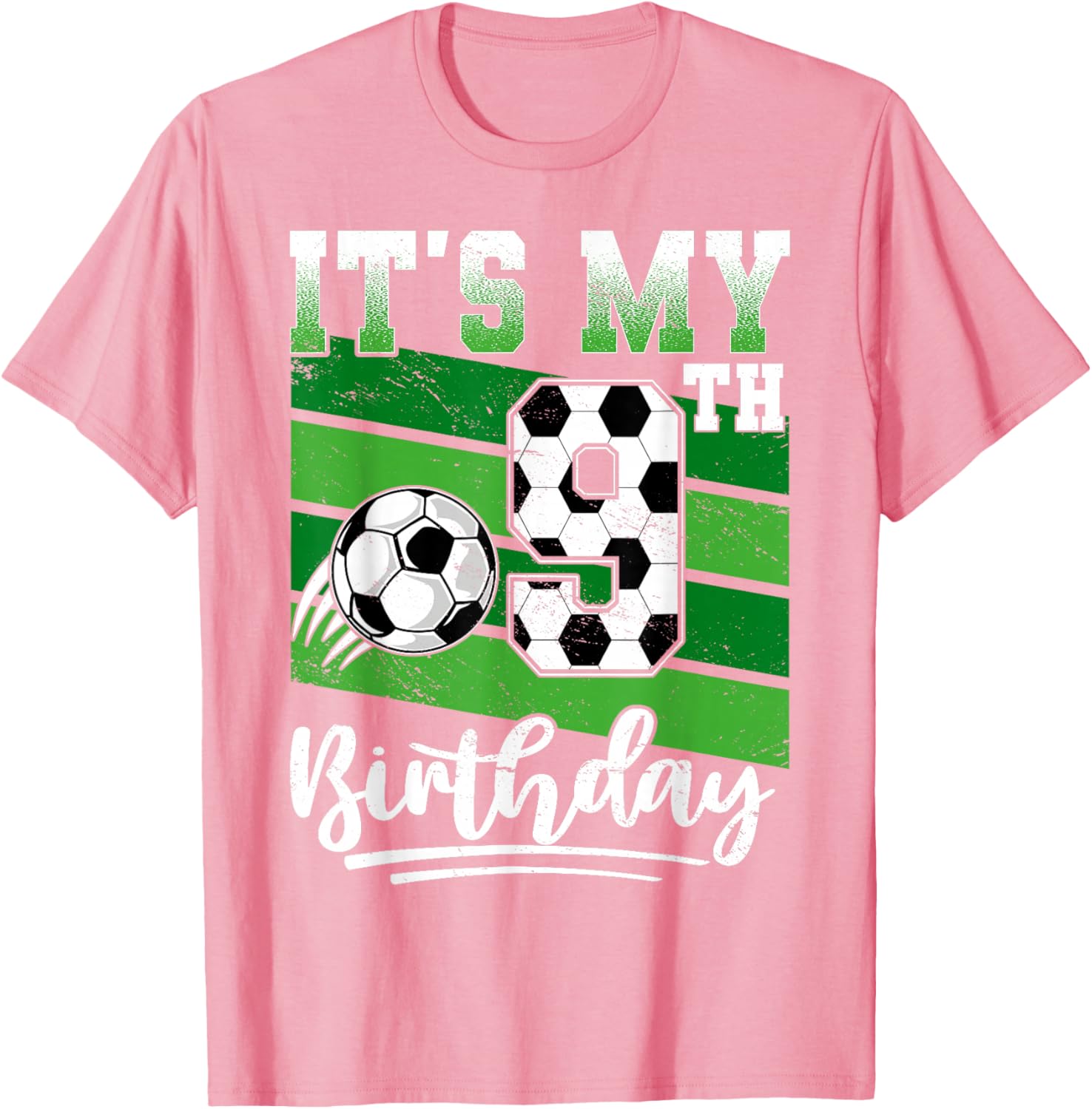 Cool 9th Birthday Soccer Ball T-Shirt for Kids Birthday Celebrations - 1