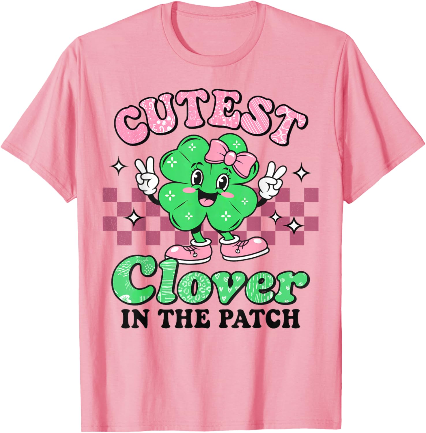 Cutest Clover In The Patch Girls St Patricks Day Retro T-Shirt - 2