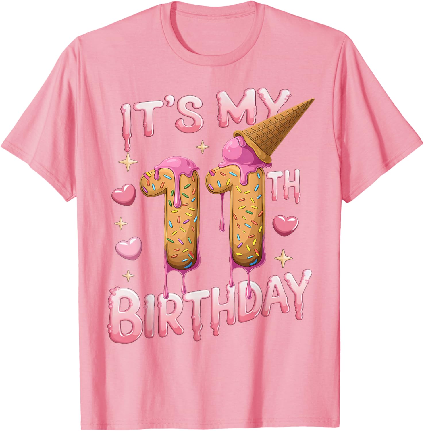 Cute Ice Cream 11th Birthday Shirt for Girls - Perfect Birthday Gift T-Shirt - 3