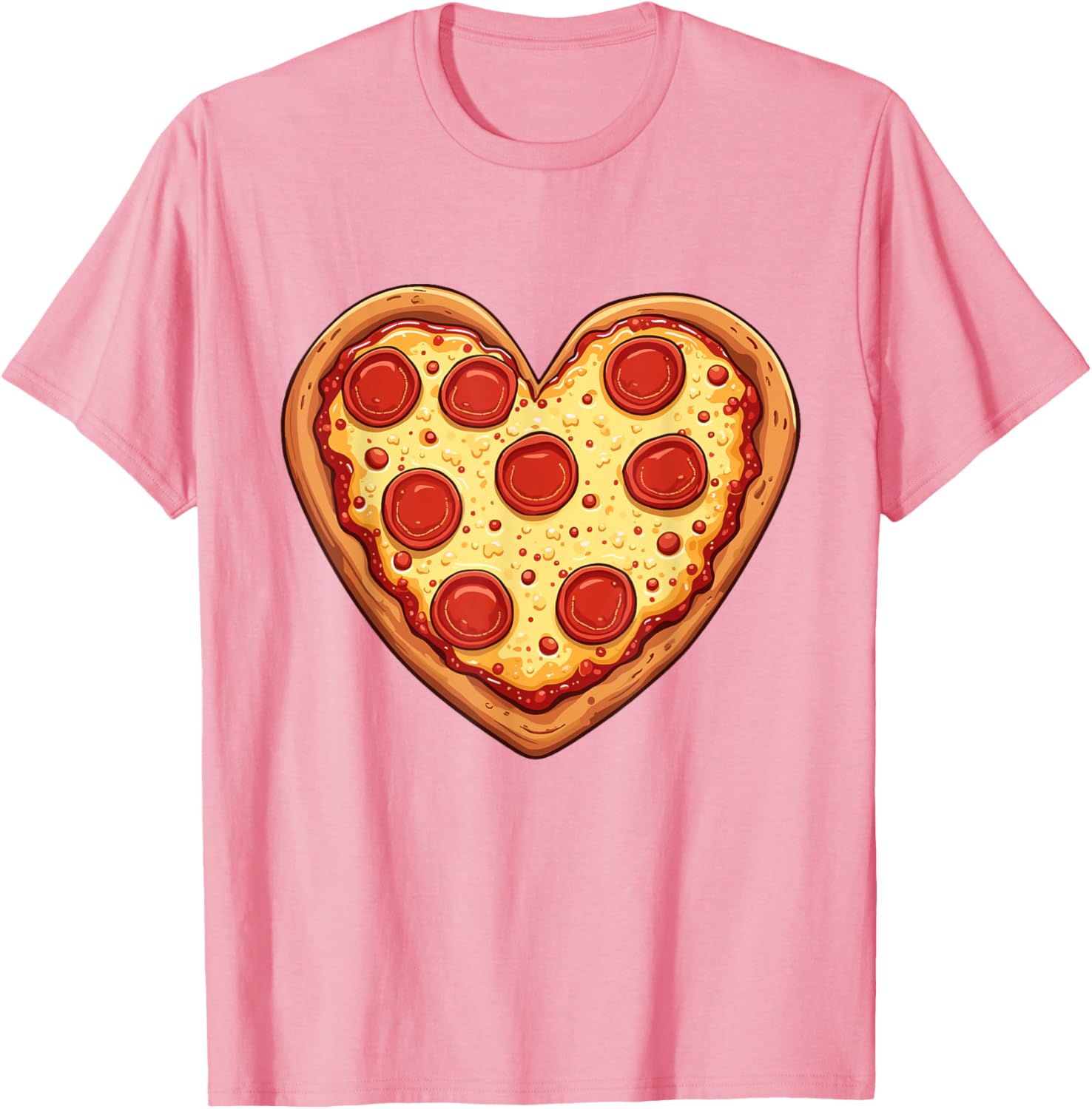 Cute Heart-Shaped Pizza Valentine's Day T-Shirt for Pizza Lovers - 20