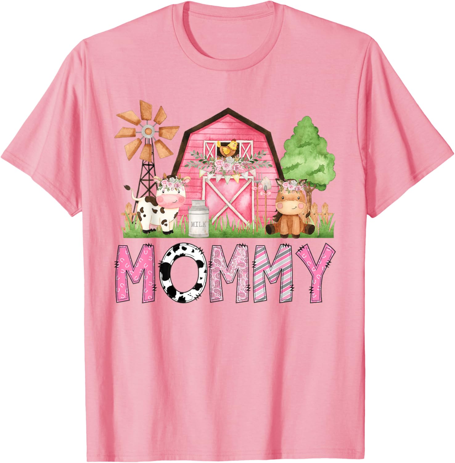 Cute Mommy Pink Farm Animal Birthday Matching Family T-Shirt for Kids - 13