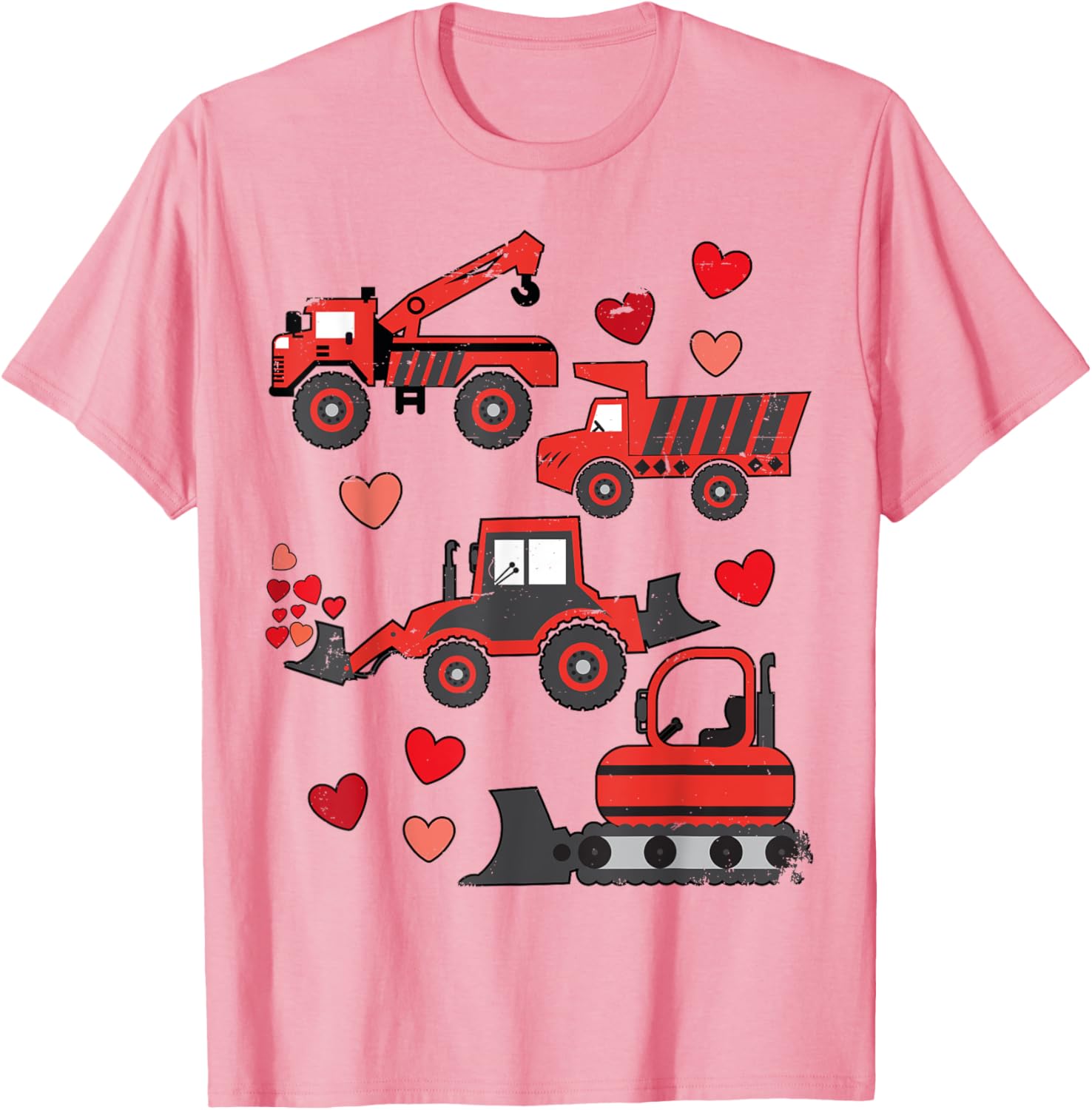 Funny Valentines Day Construction Trucks T-Shirt for Kids and Adults - 15