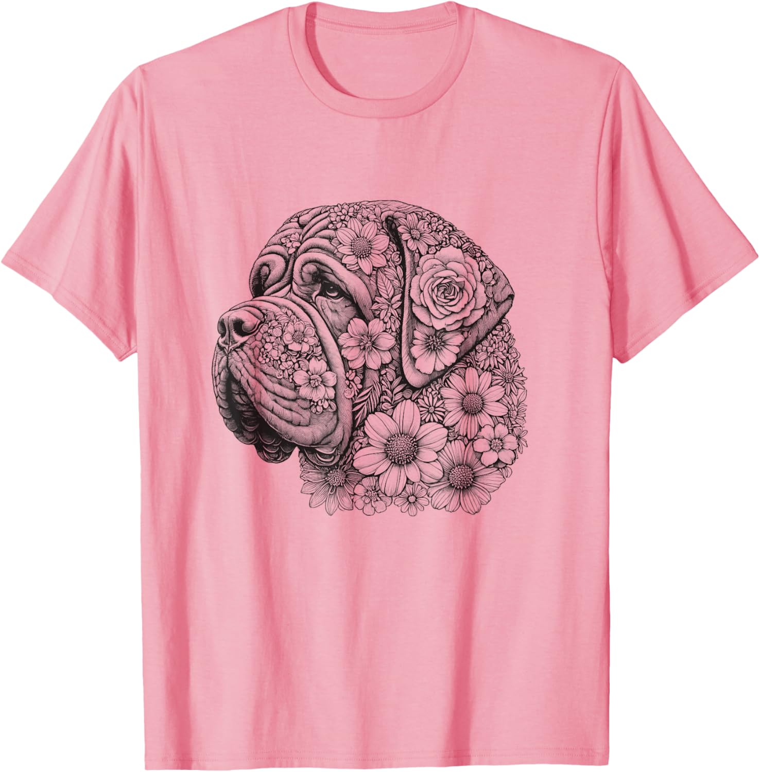 Floral English Mastiff T-Shirt for Girls and Women - Cute Dog Design - 9