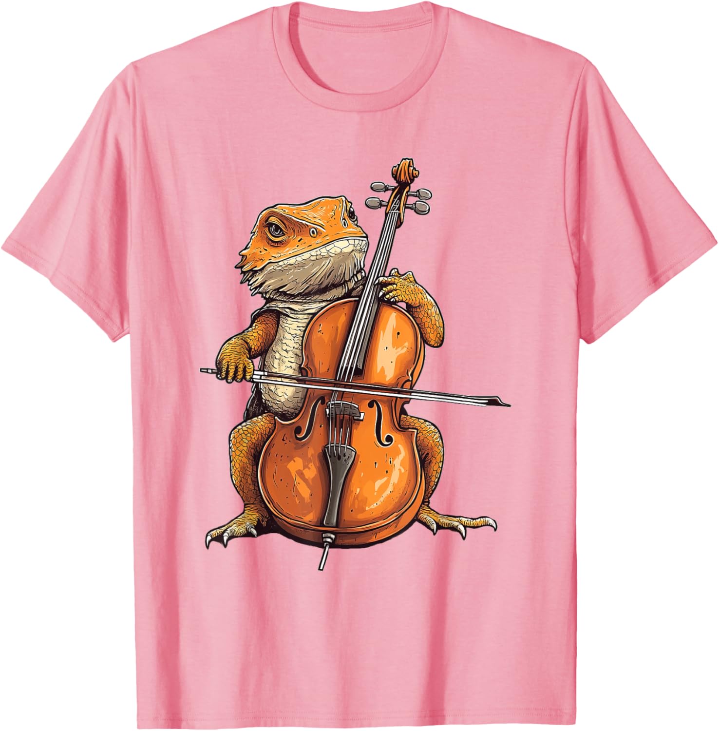 Cute Bearded Dragon Playing Cello Musician T-Shirt for Music Lovers - 16