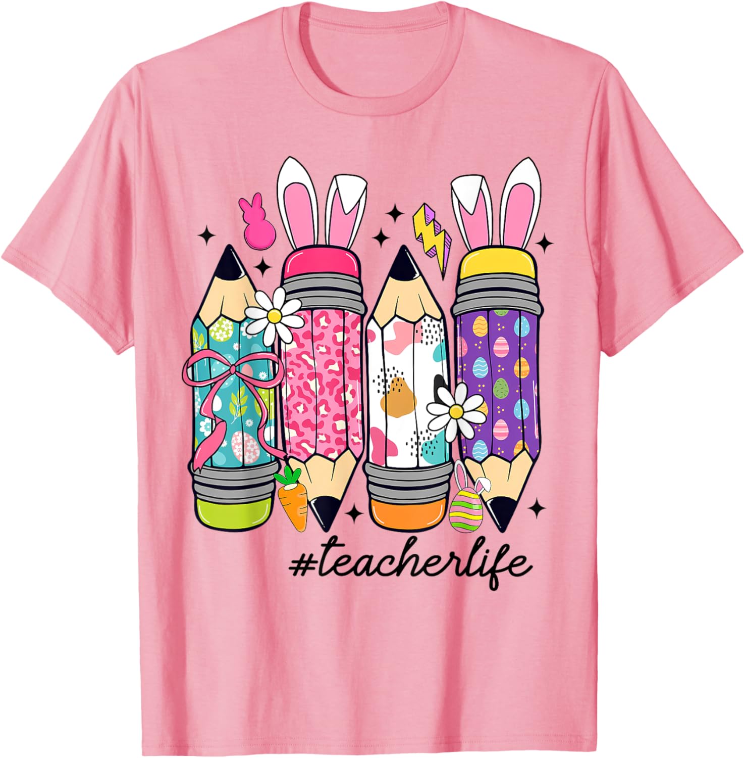 Coquette Bow Easter Bunny Teacher Life T-Shirt for Fun Classroom Style - 3