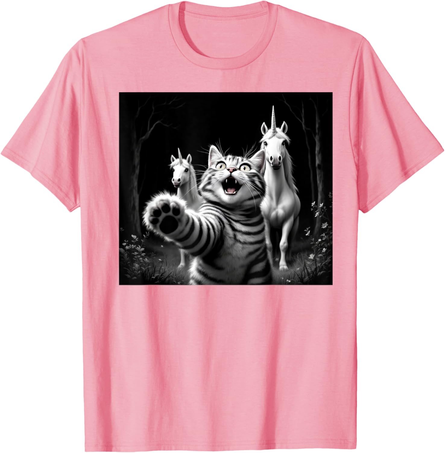 Funny Cat and Unicorn Selfie T-Shirt for Cat Lovers and Kids - 4