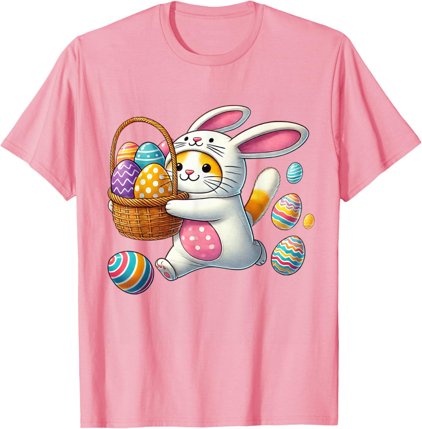 Funny Easter Orange Cat Bunny Ears T-Shirt for Kids Boys and Girls - 9