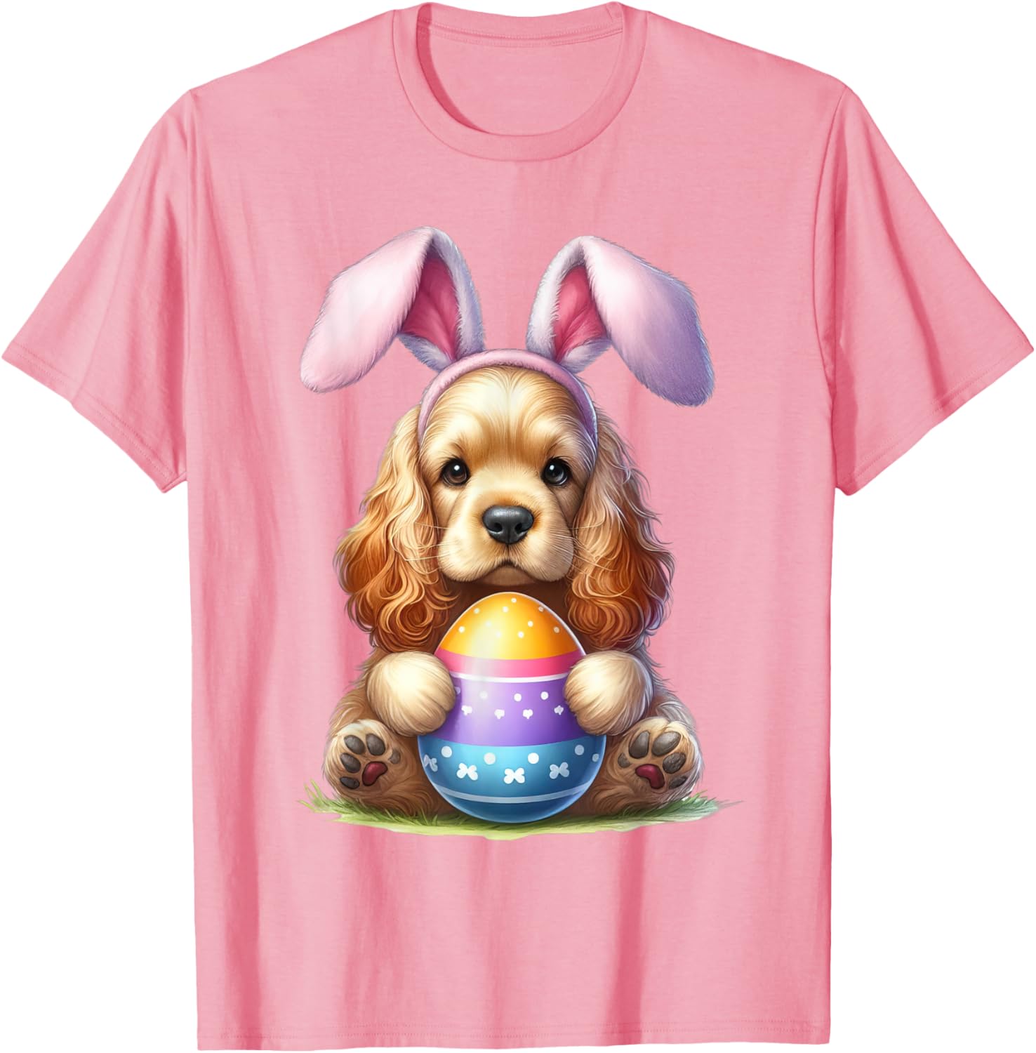 Cute Bunny Cocker Spaniel Easter T-Shirt for Men and Women Celebrating Spring - 24