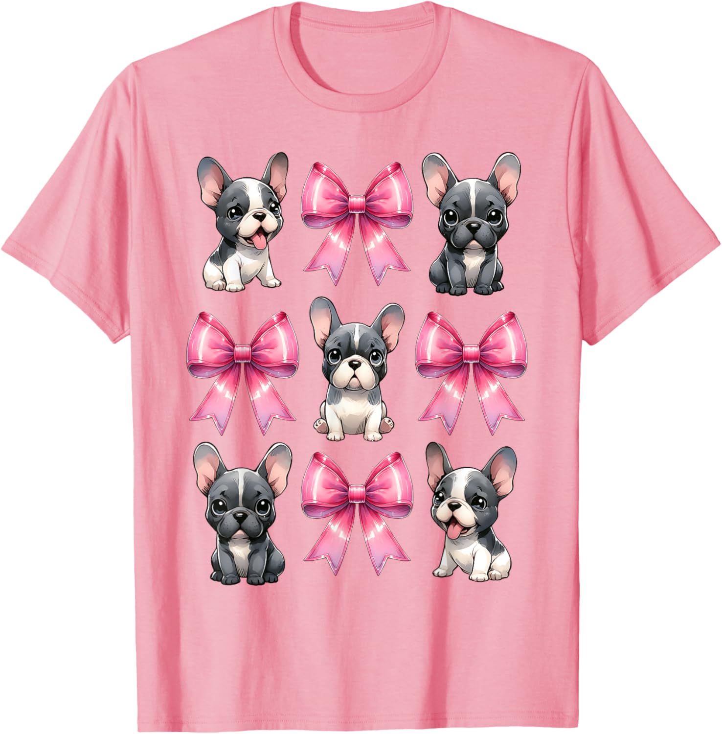 Cute Coquette Bow French Bulldog Mom T-Shirt in Pink for Dog Lovers - 4
