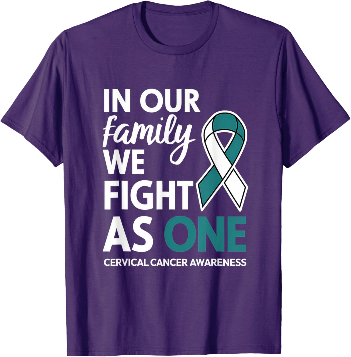 Cervical Cancer Awareness Teal Ribbon Family T-Shirt for Hope and Unity - 4