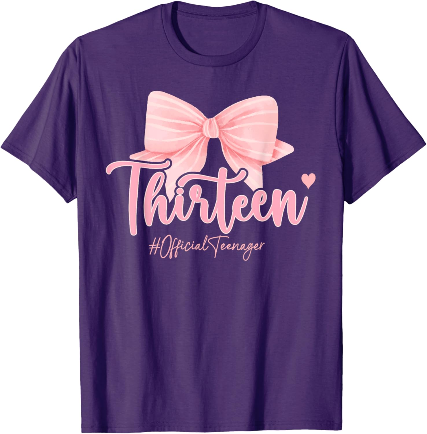 Cute Pink 13th Birthday Coquette Bow T-Shirt for Girls Celebrating 13 - 5