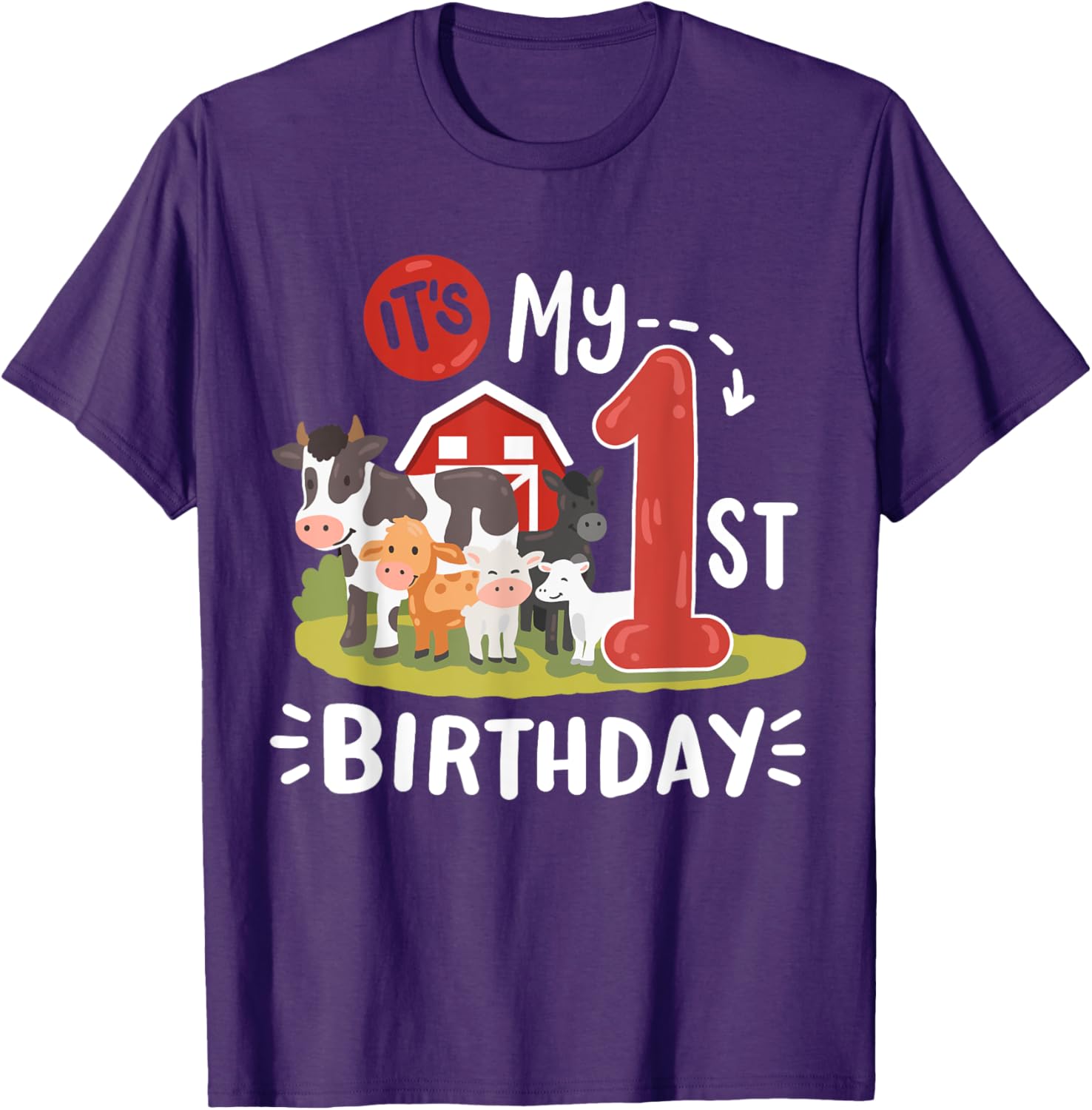 Farm Animals 1st Birthday Party T-Shirt for Kids Fun and Cute Design - 8