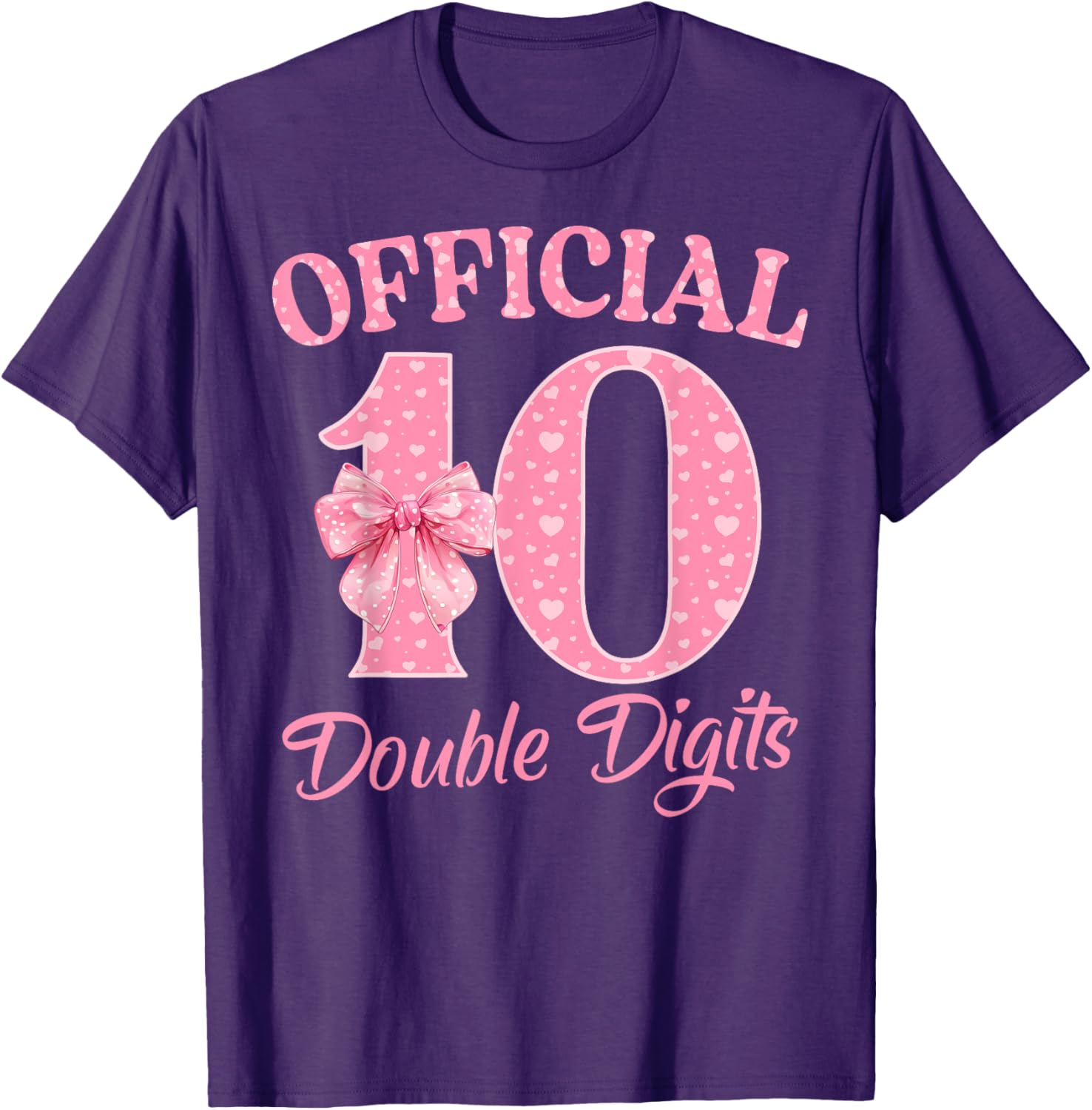 Cute Pink 10th Birthday Coquette Bow T-Shirt for Girls 10 Years Old - 5