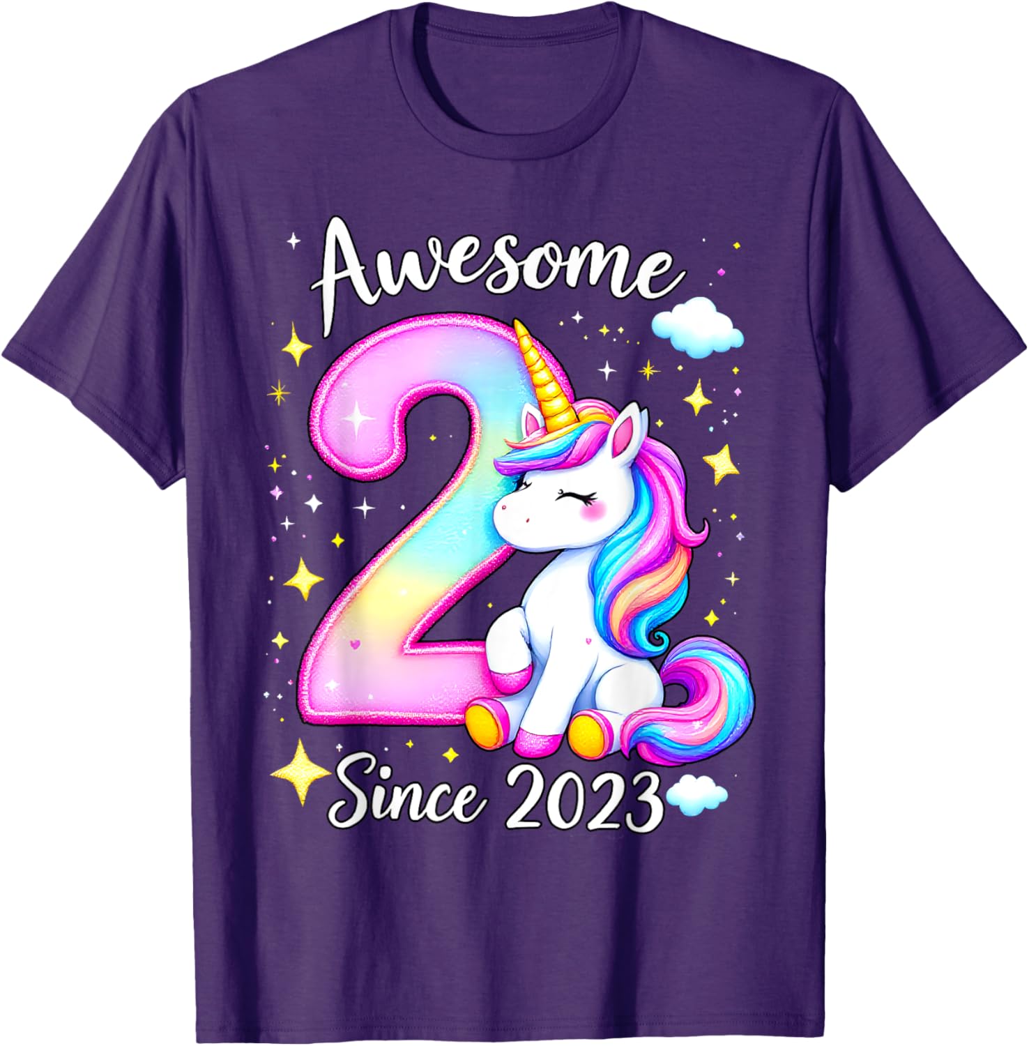 Cute Unicorn 2nd Birthday Girls T-Shirt for Awesome Celebrations - 15