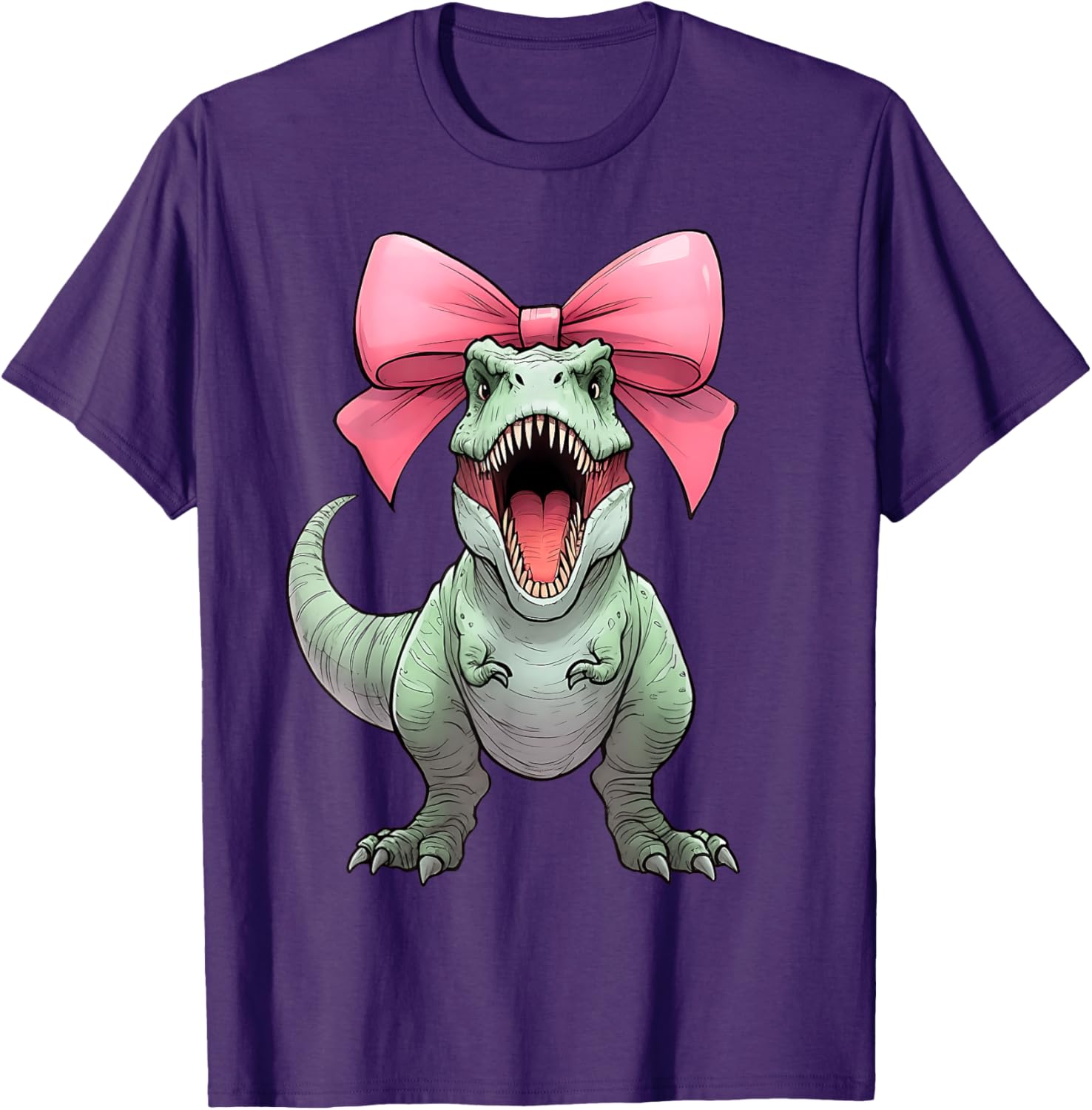 Cute Coquette Bow T-Rex Mom T-Shirt for Dinosaur Lovers - Fun & Stylish - 4
