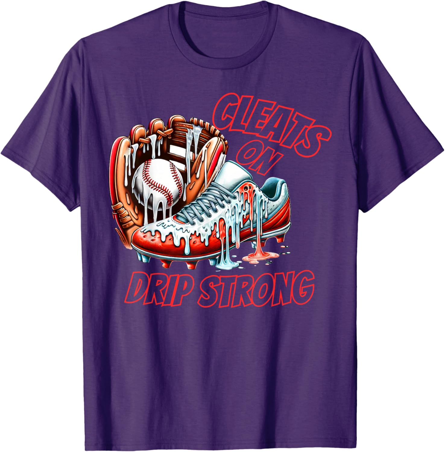 Cool Cleats On Drip Baseball Ice Cream T-Shirt for Kids and Adults - 20