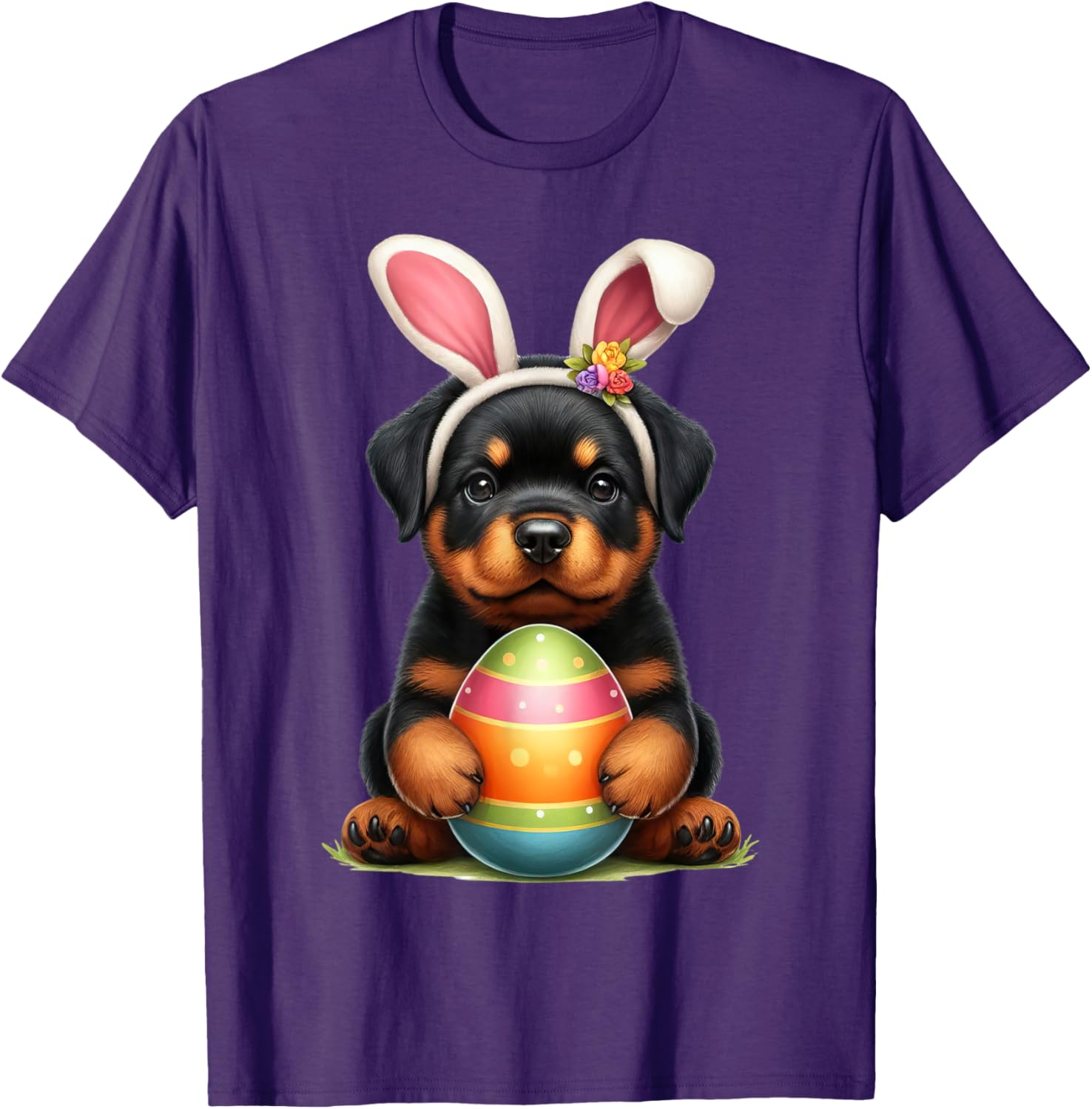 Cute Bunny Rottweiler Dog Easter T-Shirt Perfect for Spring Celebrations - 19