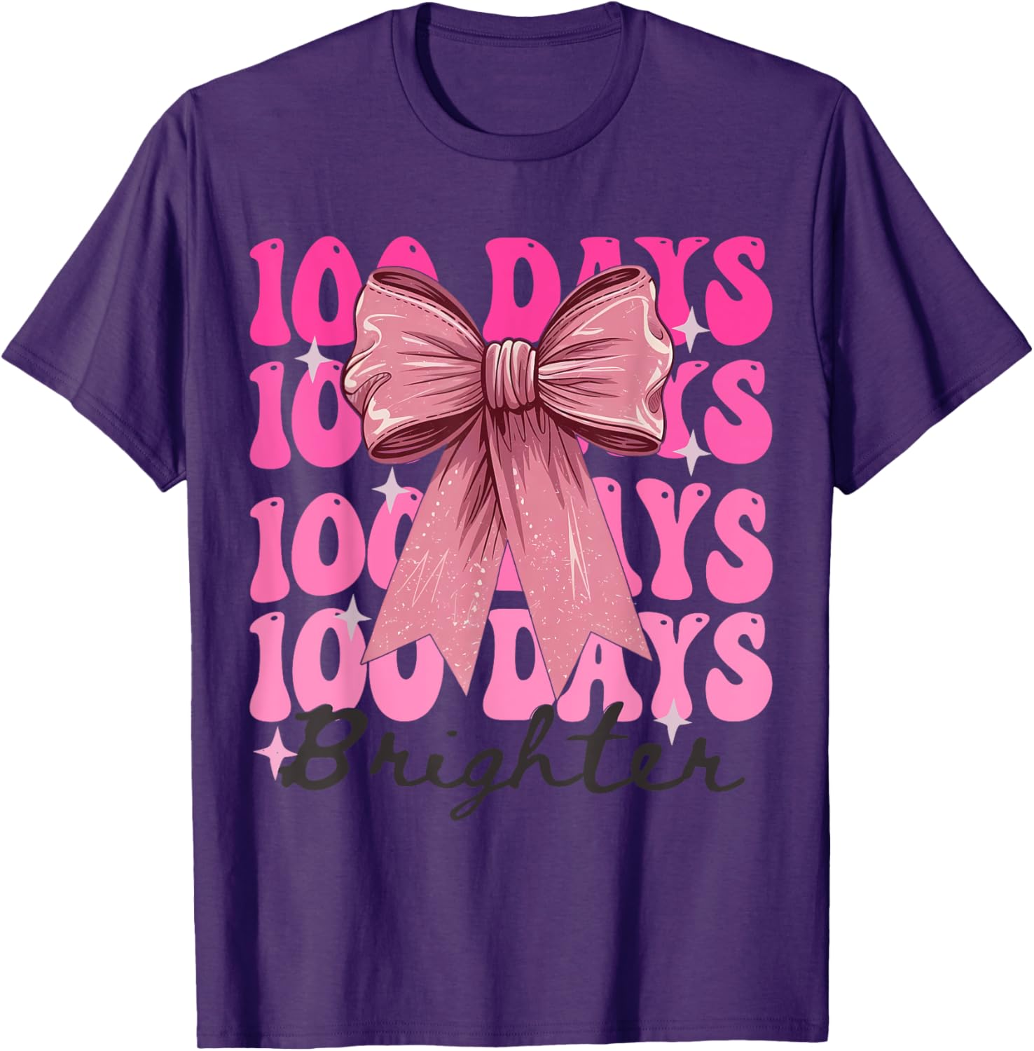 Cute 100 Days of School Girls Coquette Bow T-Shirt for Celebrations - 8
