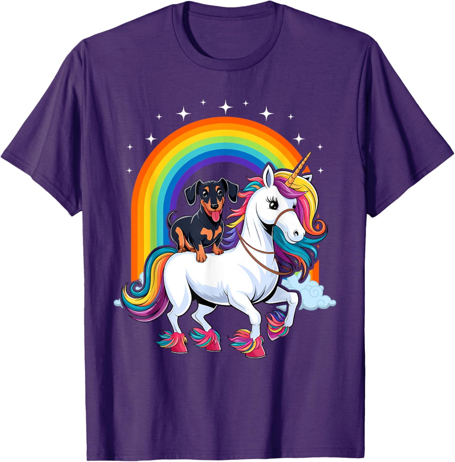 Dachshund Unicorn Galaxy Rainbow T-Shirt for Girls and Dogs - 17