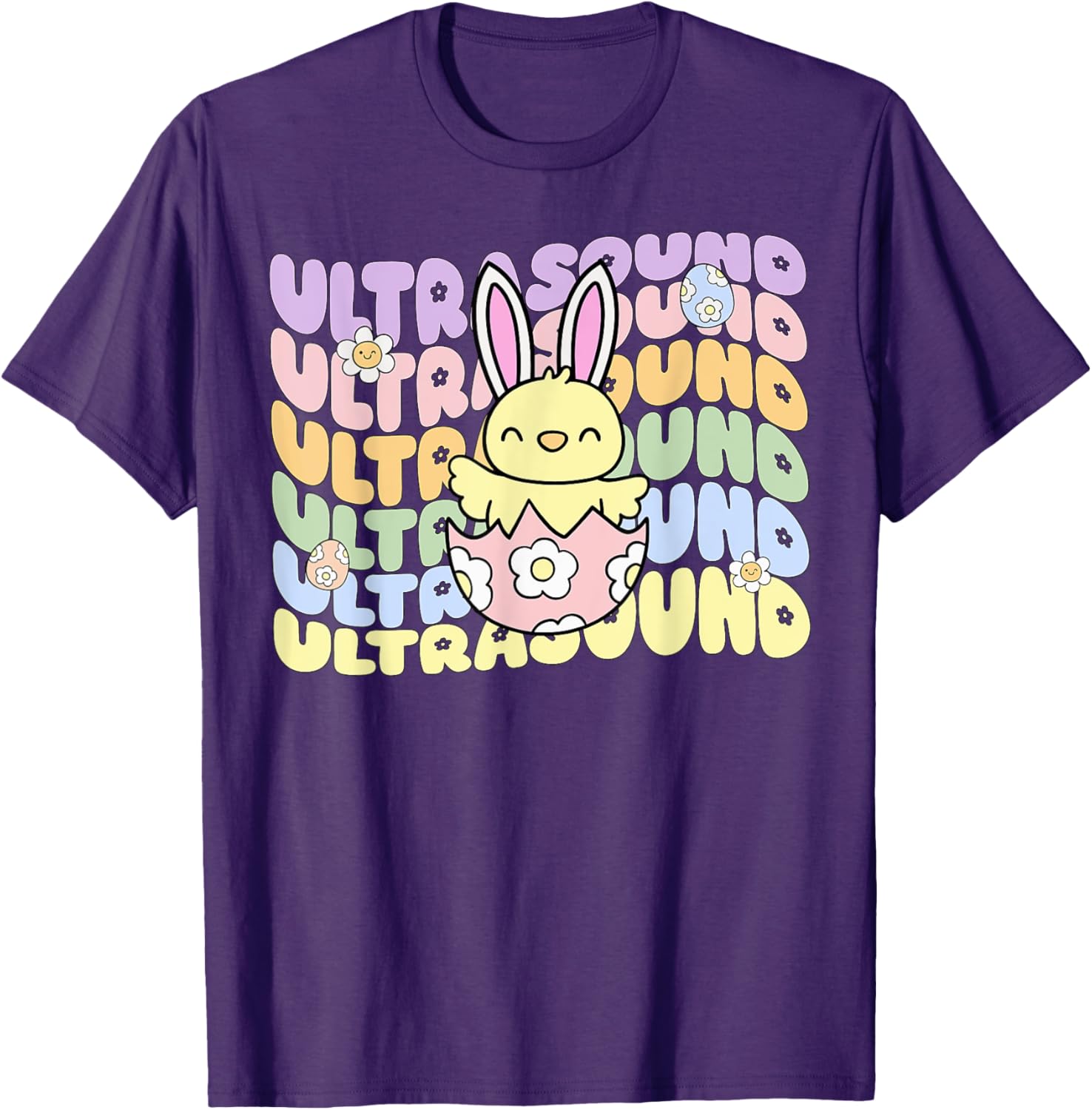 Groovy Easter Sonographer Bunny Chick Eggs T-Shirt for Ultrasound Lovers - 12