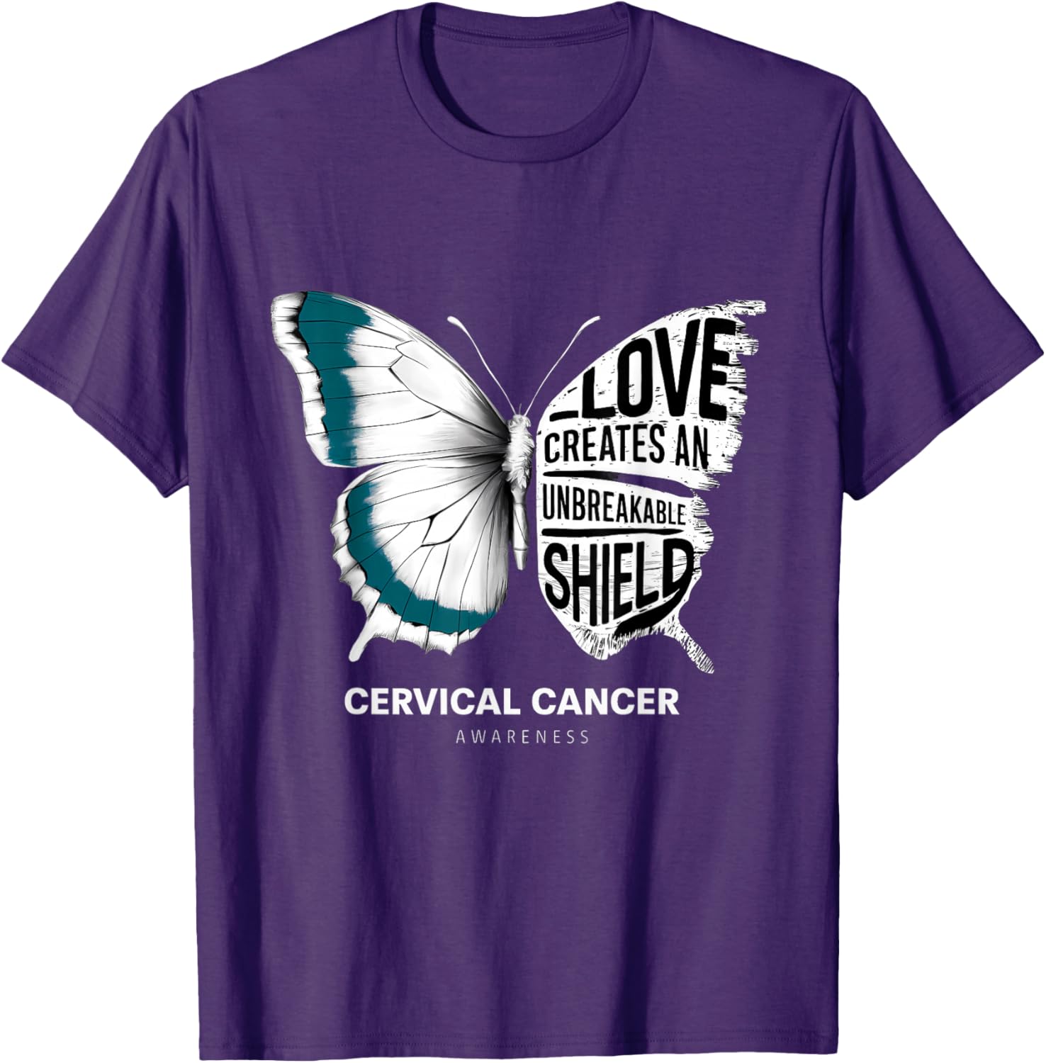 Cervical Cancer Awareness Teal Ribbon Unbreakable Shield T-Shirt - 8