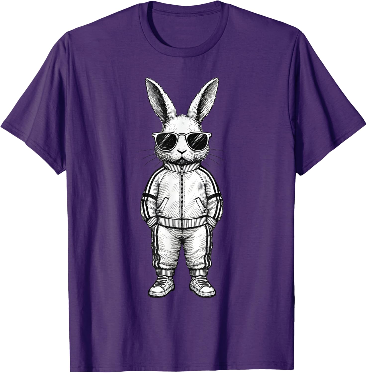 Cool Bunny Face with Sunglasses Easter T-Shirt for Boys and Kids - 15