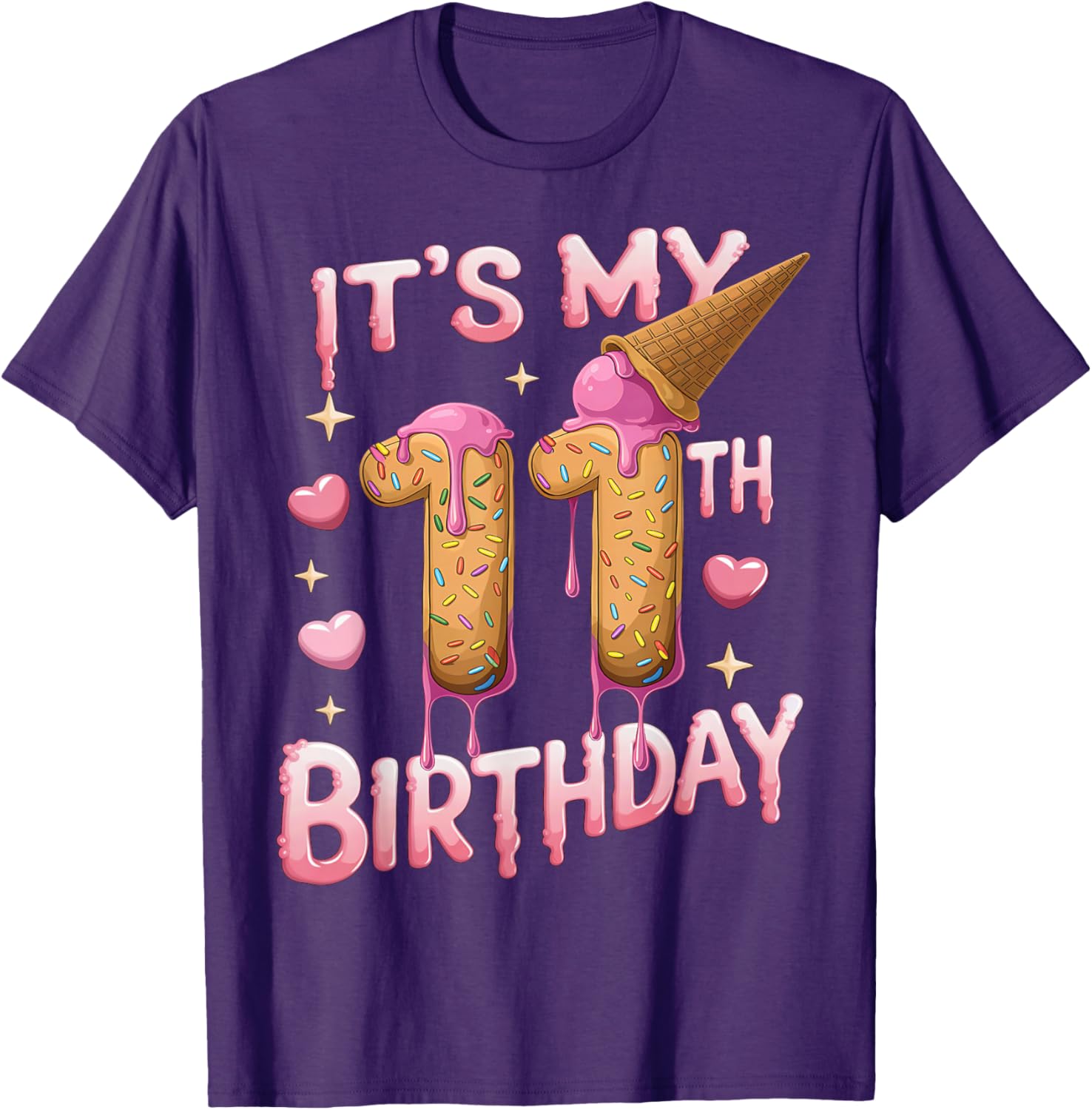 Cute Ice Cream 11th Birthday Shirt for Girls - Perfect Birthday Gift T-Shirt - 26