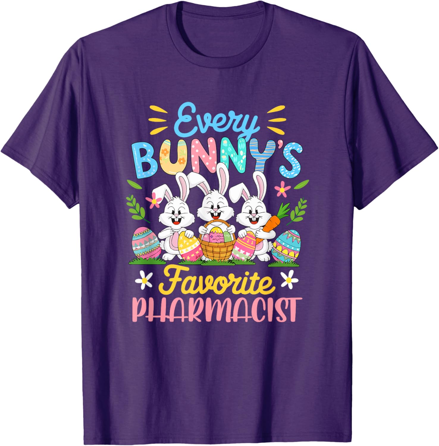 Bunny's Favorite Pharmacist Easter Bunnies Egg Hunt T-Shirt for Kids - 5