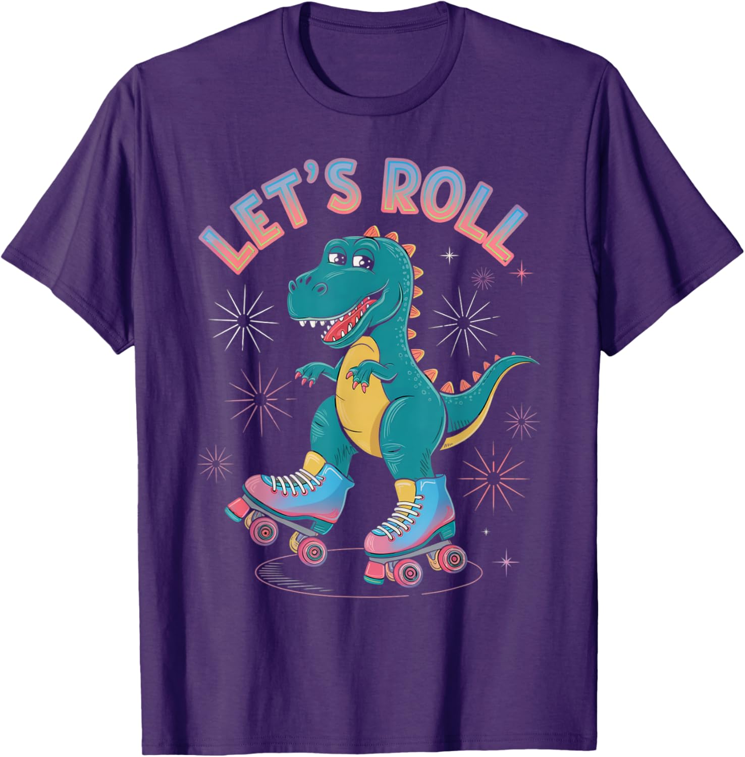 Dinosaur Roller Skates Women's T-Shirt Perfect for Roller Skating Parties - 14