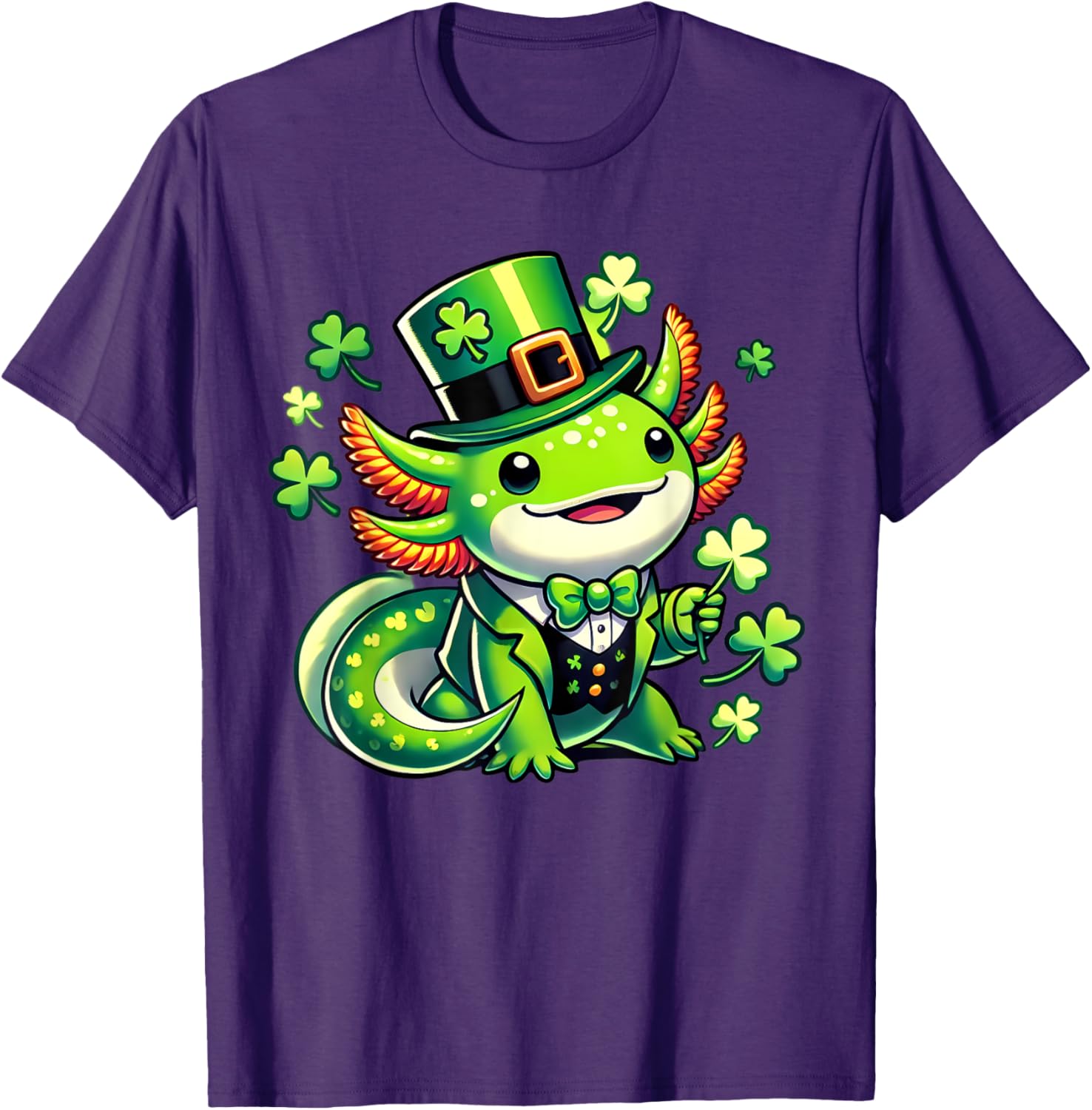 Cute St. Patrick's Day Axolotl Leprechaun T-Shirt for All Ages - 9