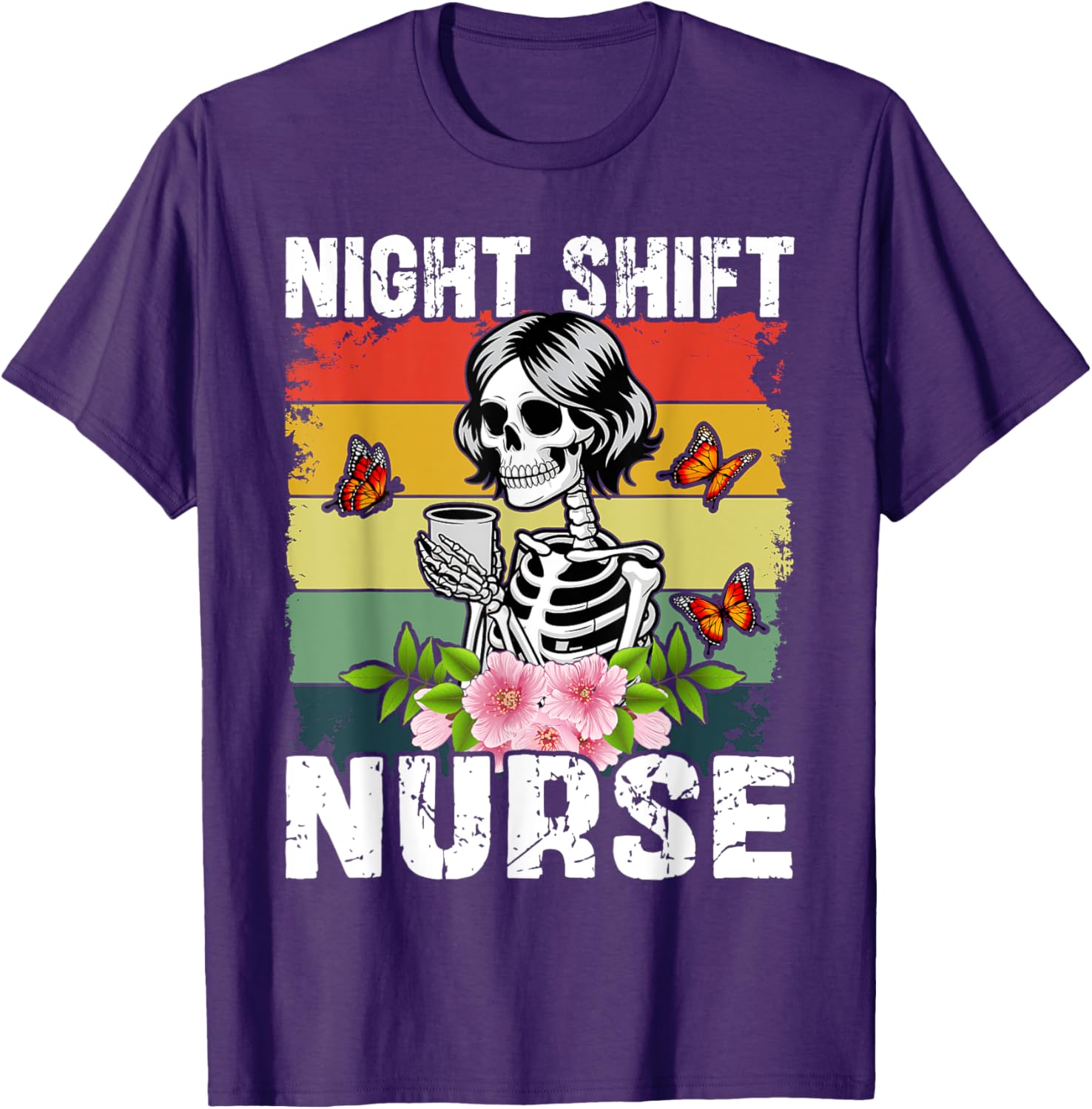 Funny Night Shift Nurse Skeleton T-Shirt for Healthcare Professionals - 5