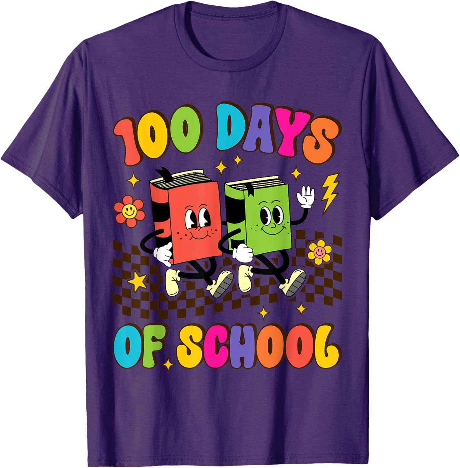 Groovy 100 Days of School T-Shirt for Kids and Teachers Fun Shirt - 10