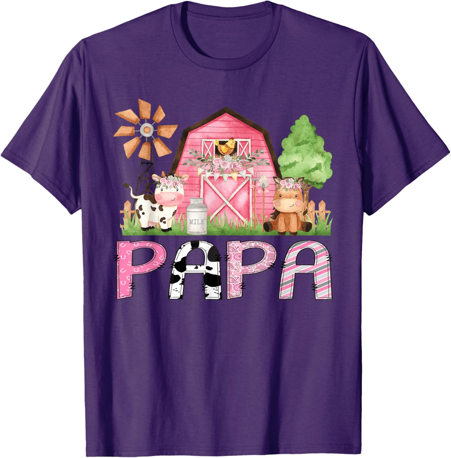 Cute Papa Pink Farm Animal Birthday Matching Family T-Shirts for Kids - 6