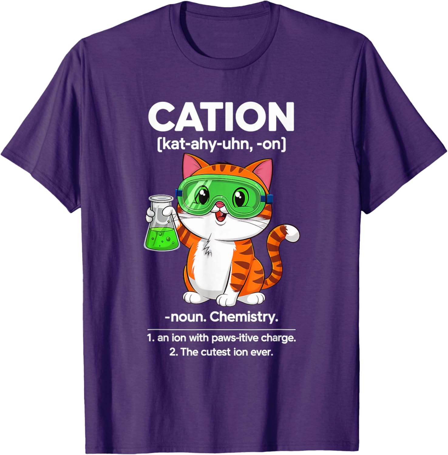 Cation Cat Chemistry T-Shirt for Cat Lovers - Fun Science for All Ages - 5