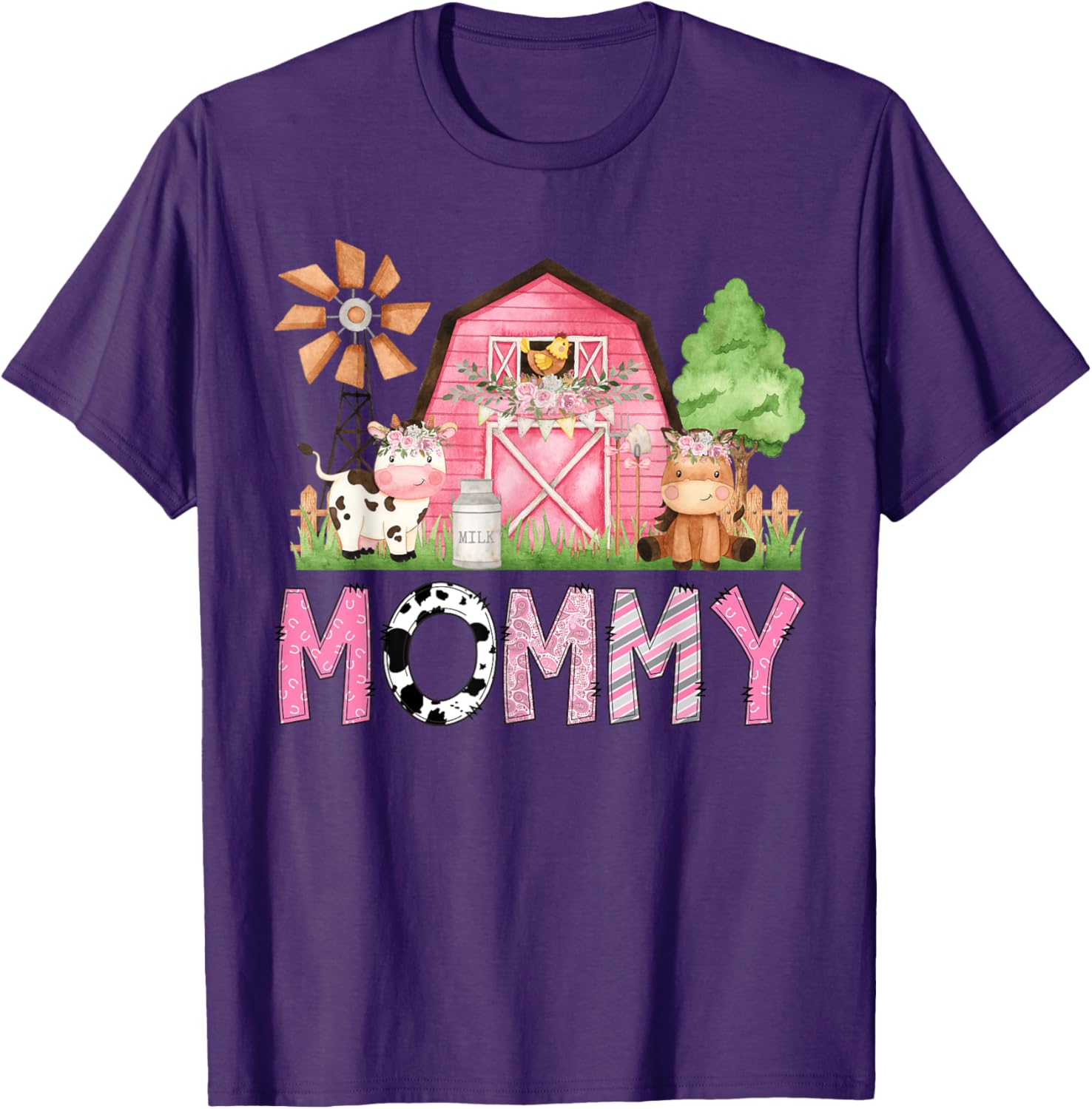Cute Mommy Pink Farm Animal Birthday Matching Family T-Shirt for Kids - 11
