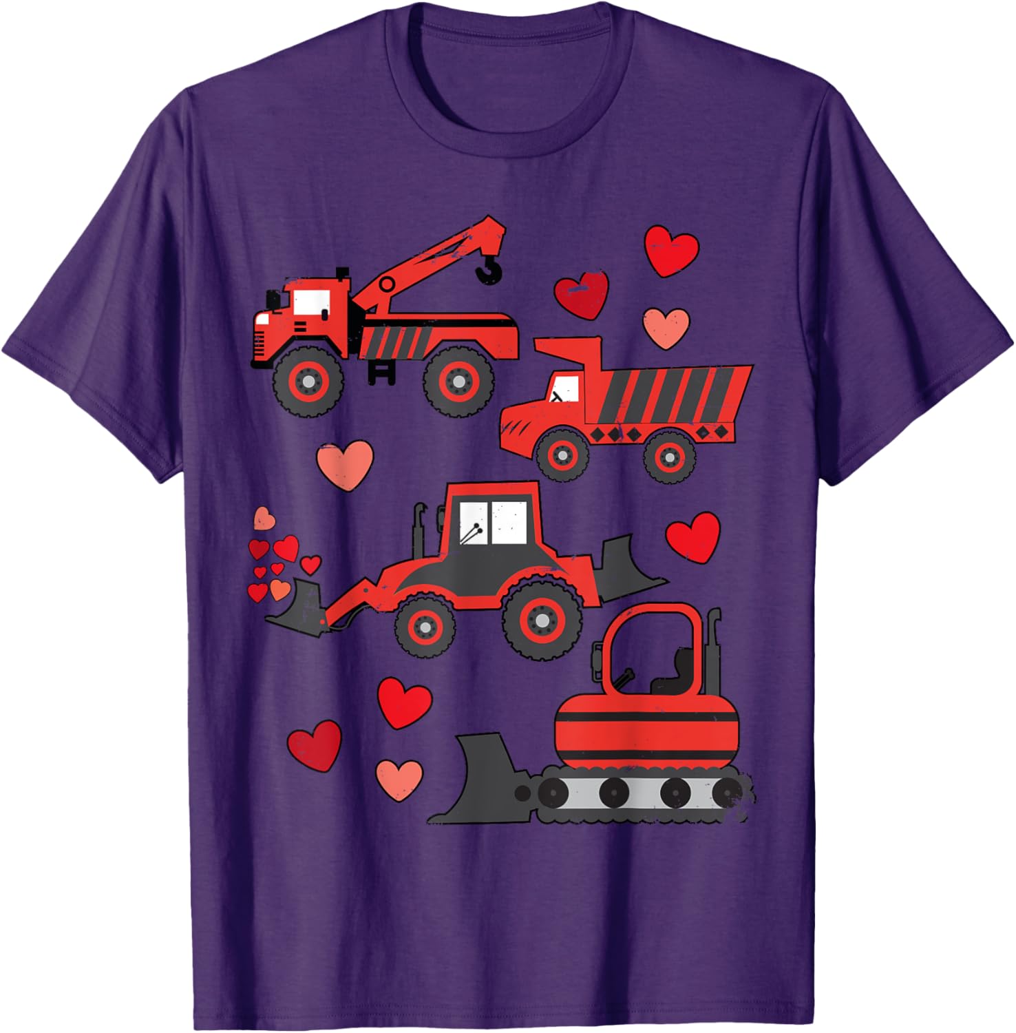 Funny Valentines Day Construction Trucks T-Shirt for Kids and Adults - 18