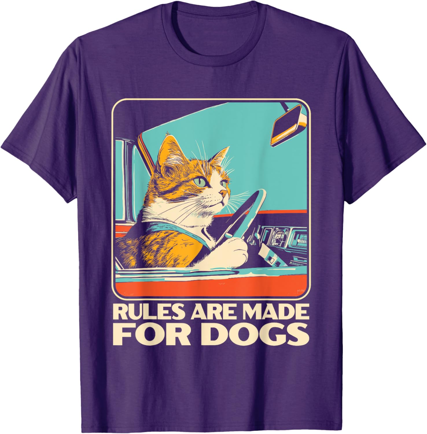 Funny Cat Lover T-Shirt - Rules Are Made for Dogs Cat Design Tee - 16