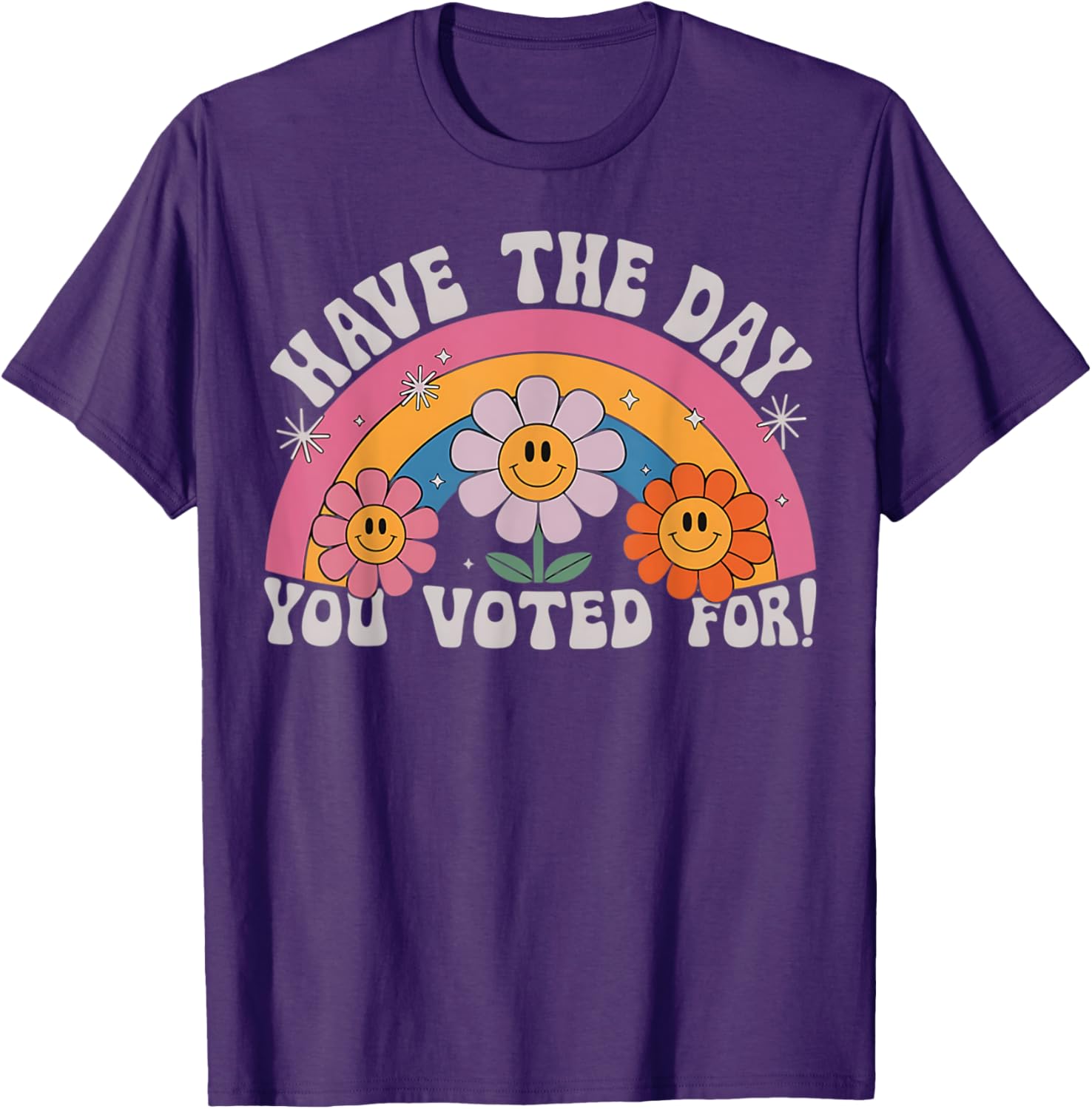 Funny Groovy Rainbow Flower T-Shirt Perfect for Voting Day Pride - 14