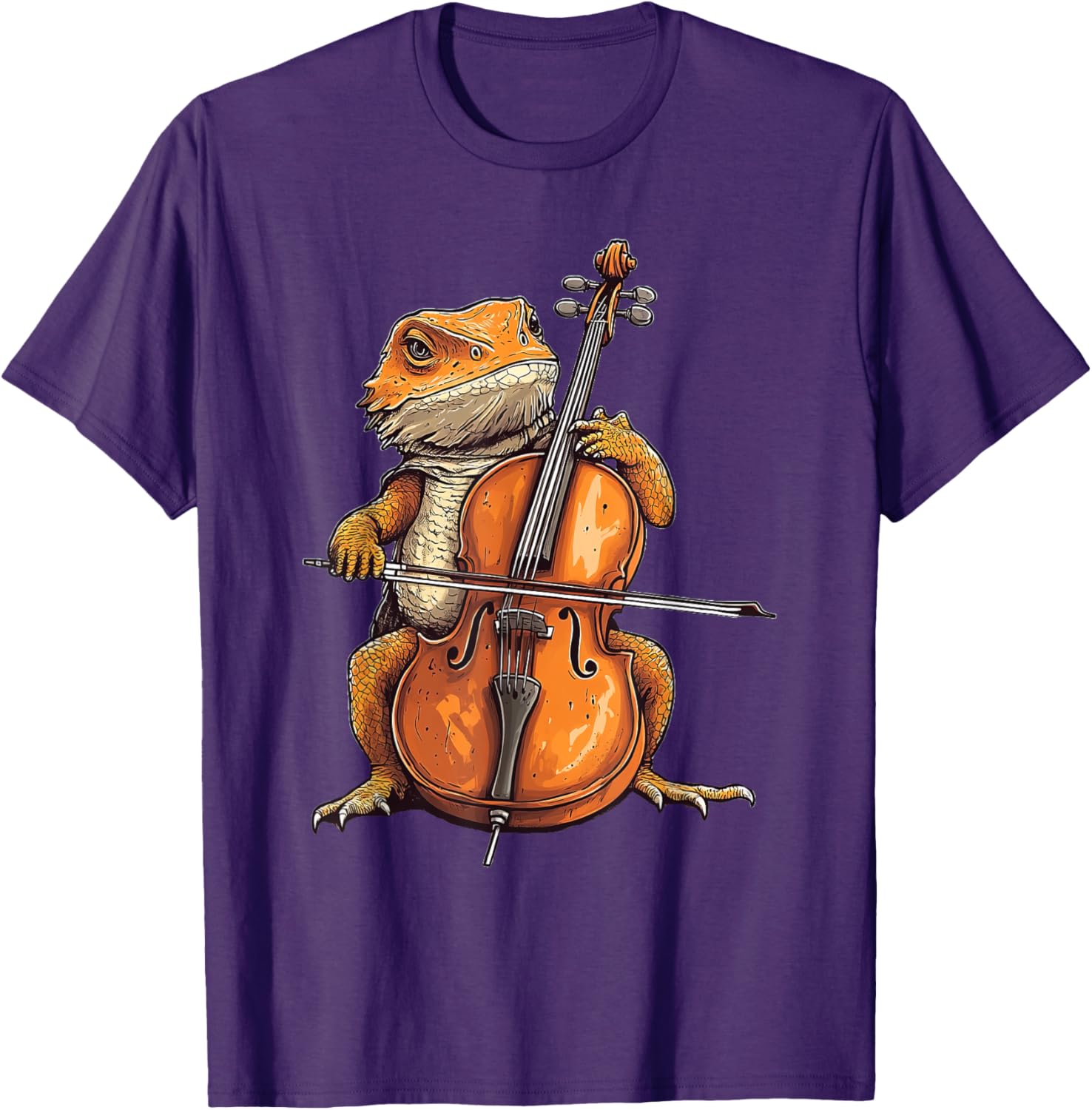 Cute Bearded Dragon Playing Cello Musician T-Shirt for Music Lovers - 11