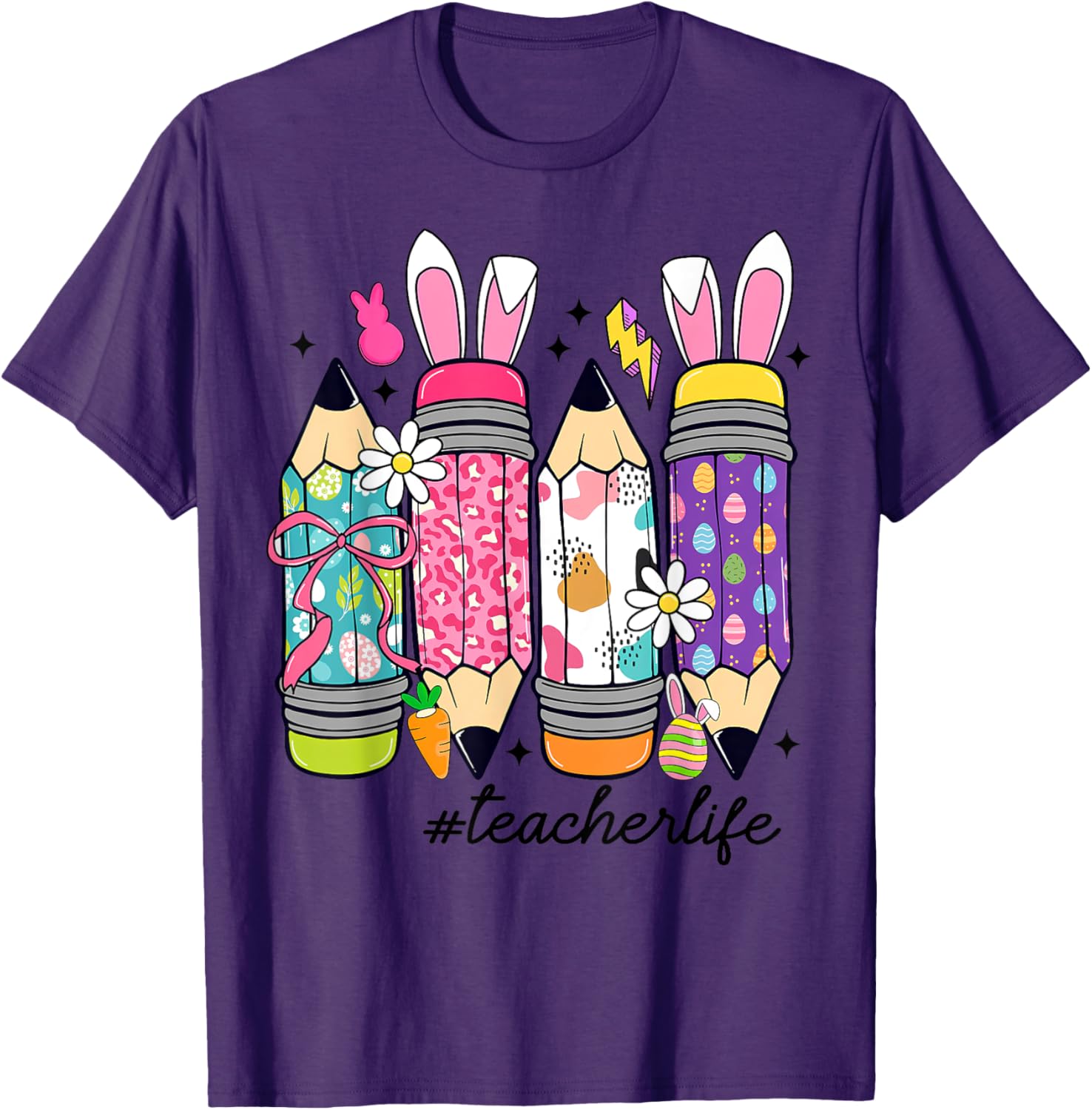 Coquette Bow Easter Bunny Teacher Life T-Shirt for Fun Classroom Style - 12