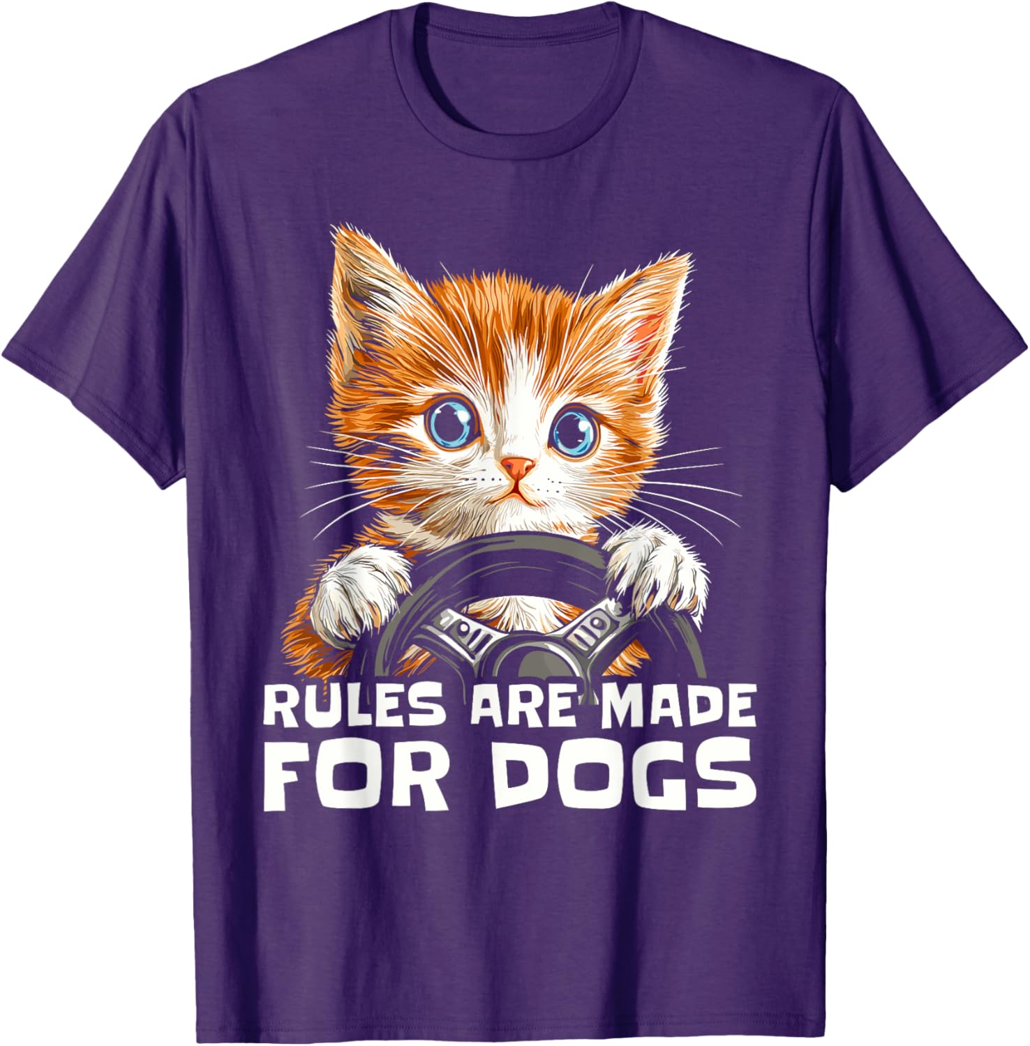 Funny Cat Lover T-Shirt - Rules Are Made for Dogs Driving Cat Shirt - 4