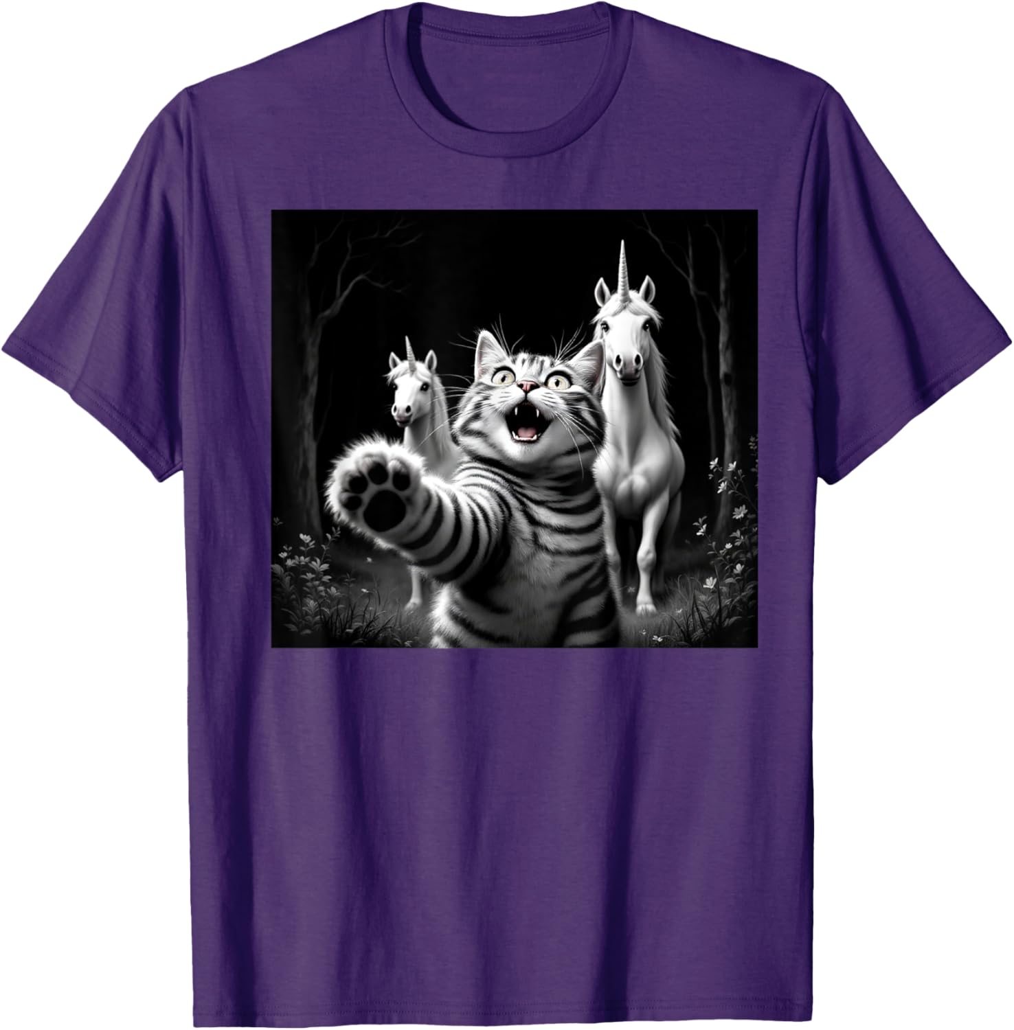 Funny Cat and Unicorn Selfie T-Shirt for Cat Lovers and Kids - 12