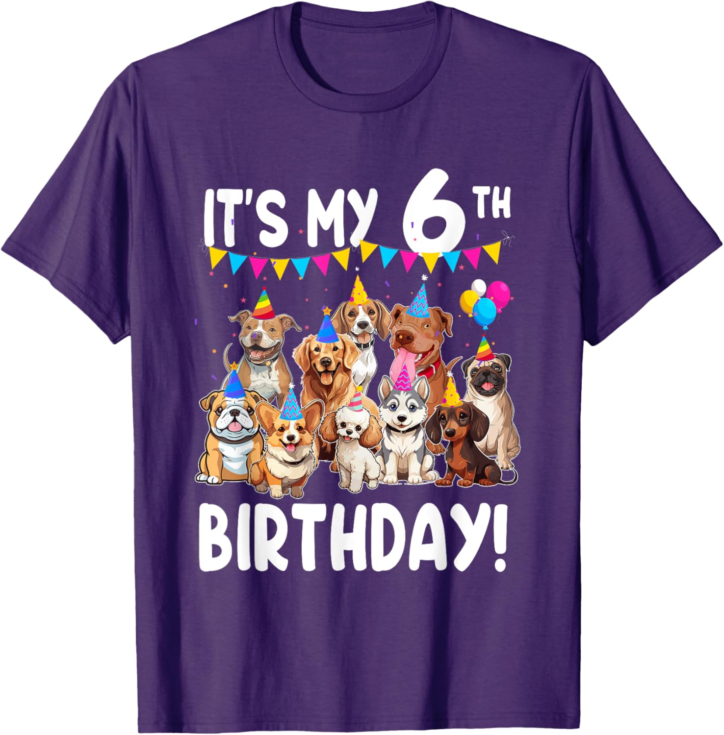 Cute Dogs Lover 6th Birthday T-Shirt for Kids - Fun Birthday Gift! - 8