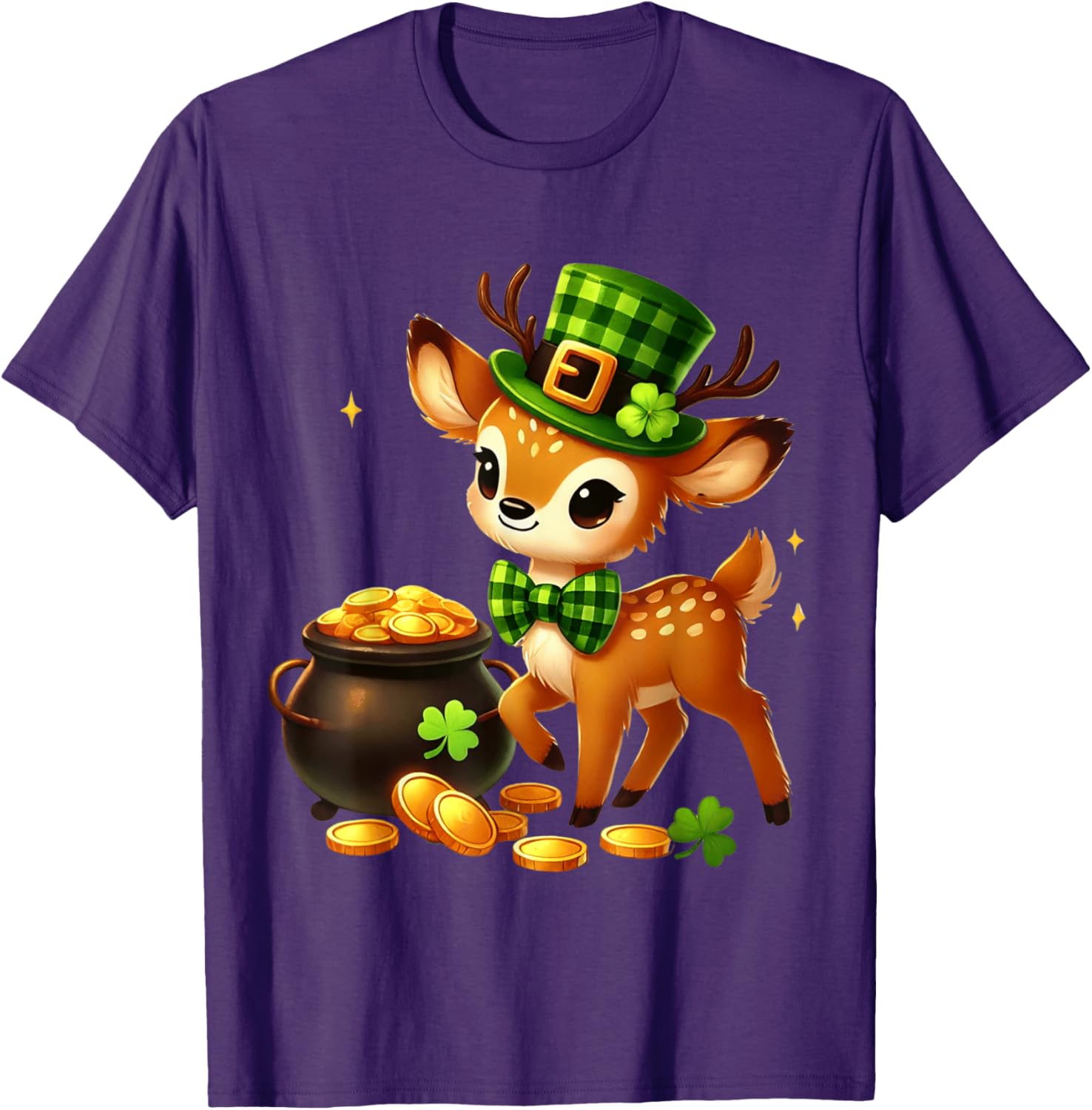 Cute Deer Leprechaun St Patrick's Day T-Shirt for Kids Fun Party Wear - 17